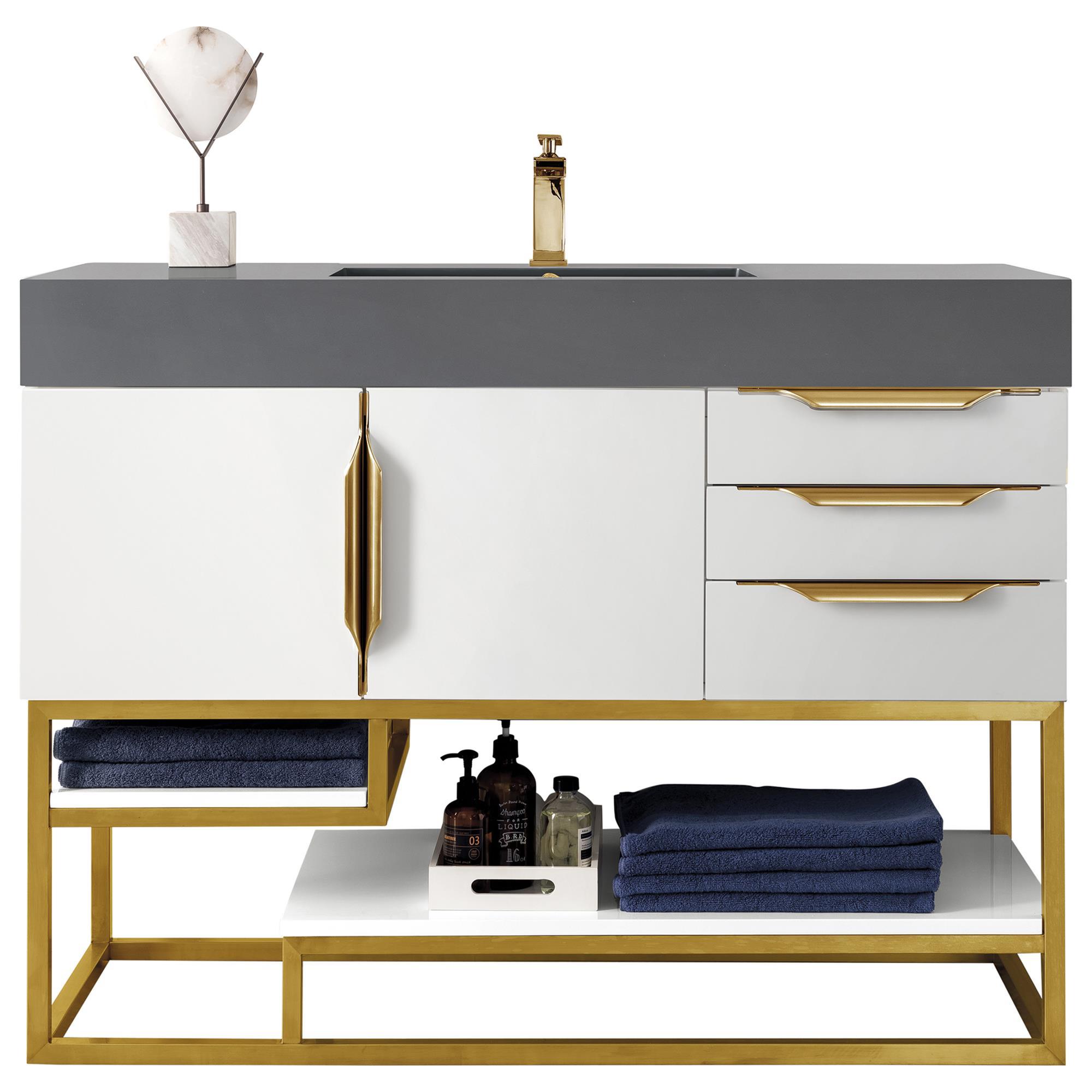 James Martin Columbia 48" Single Bathroom Vanity in Glossy White and