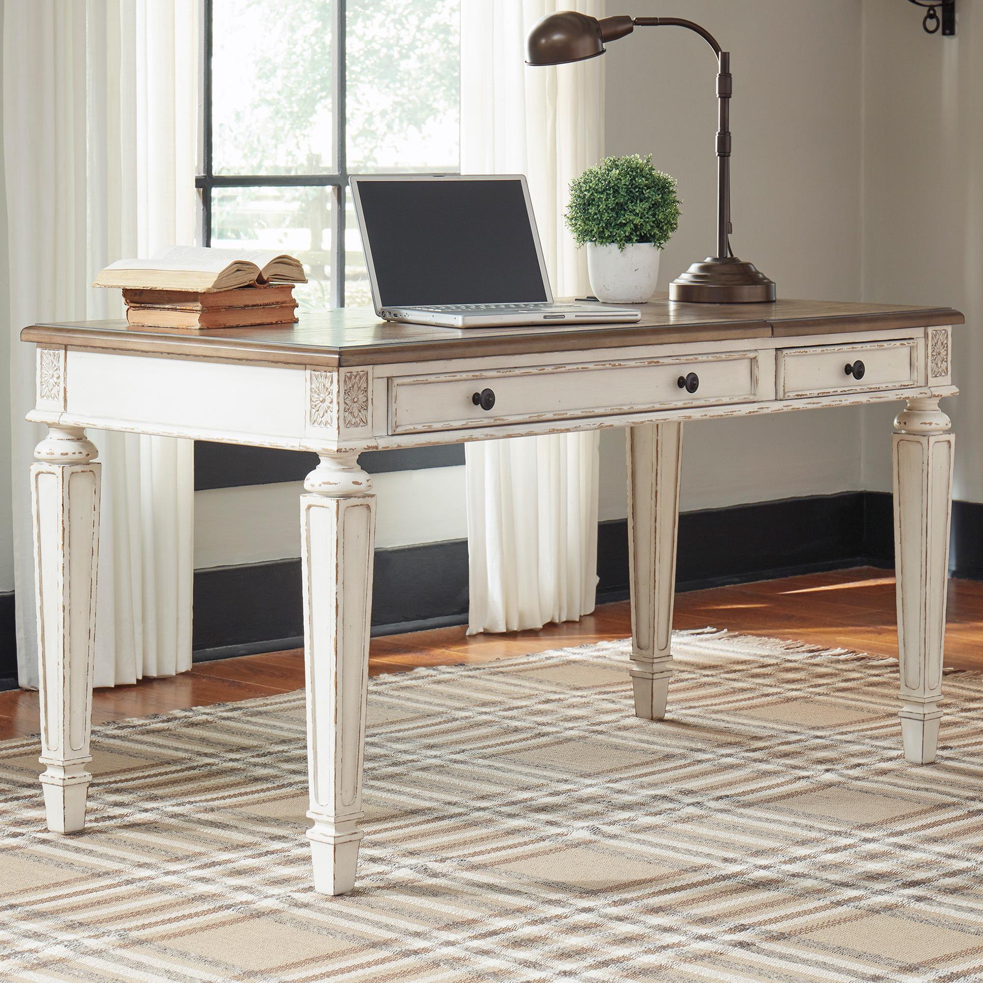 Signature Design by Ashley Realyn Lift Top Desk in White and Brown