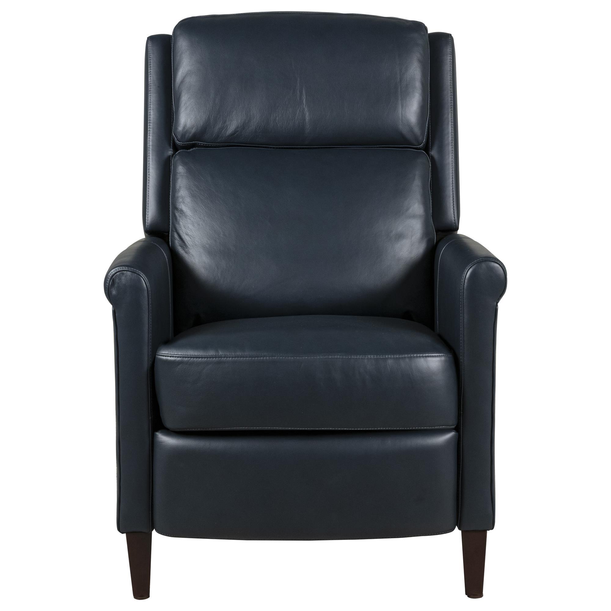 Value Furniture Limited Hi-Leg Leather Power Recliner in Navy 