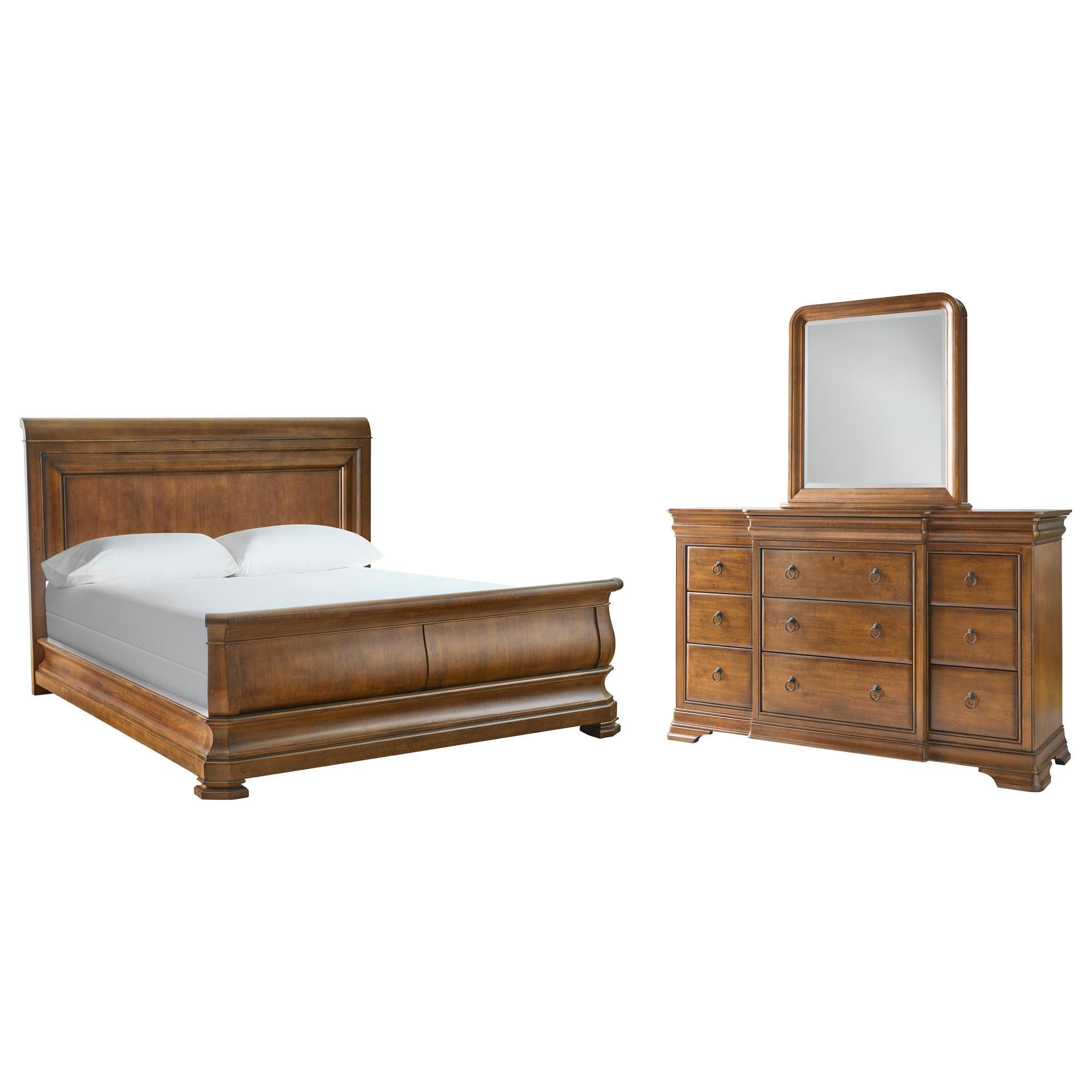 Universal Furniture New Lou 3-Piece Queen Sleigh Bedroom Set in Cognac