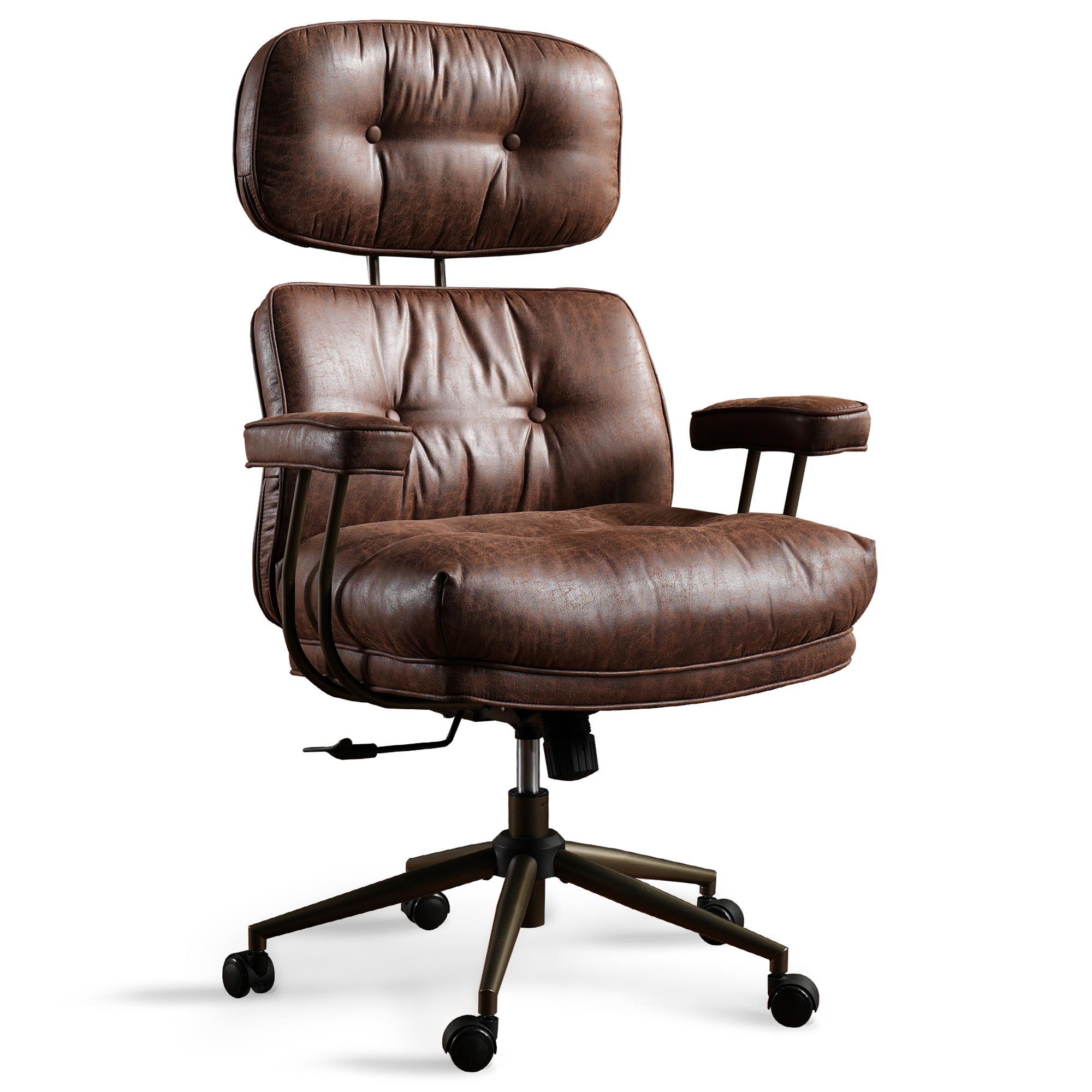 HOMLUX High Back Executive Office Chair with Suede Leather in Gray