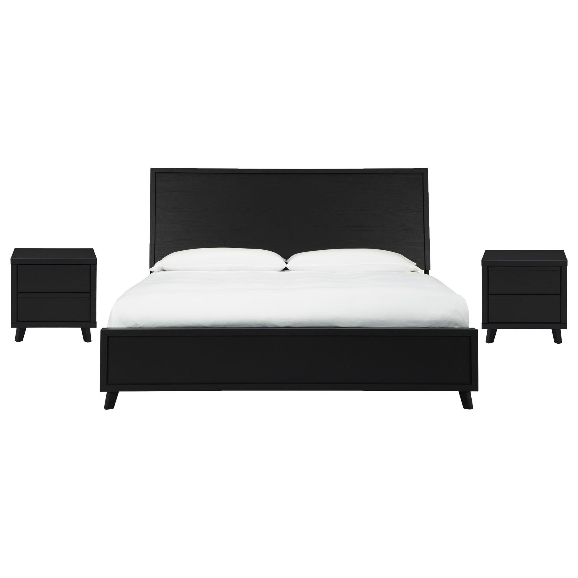 Signature Design by Ashley Danziar King Bed and Two Nightstands in Matte Black NFM