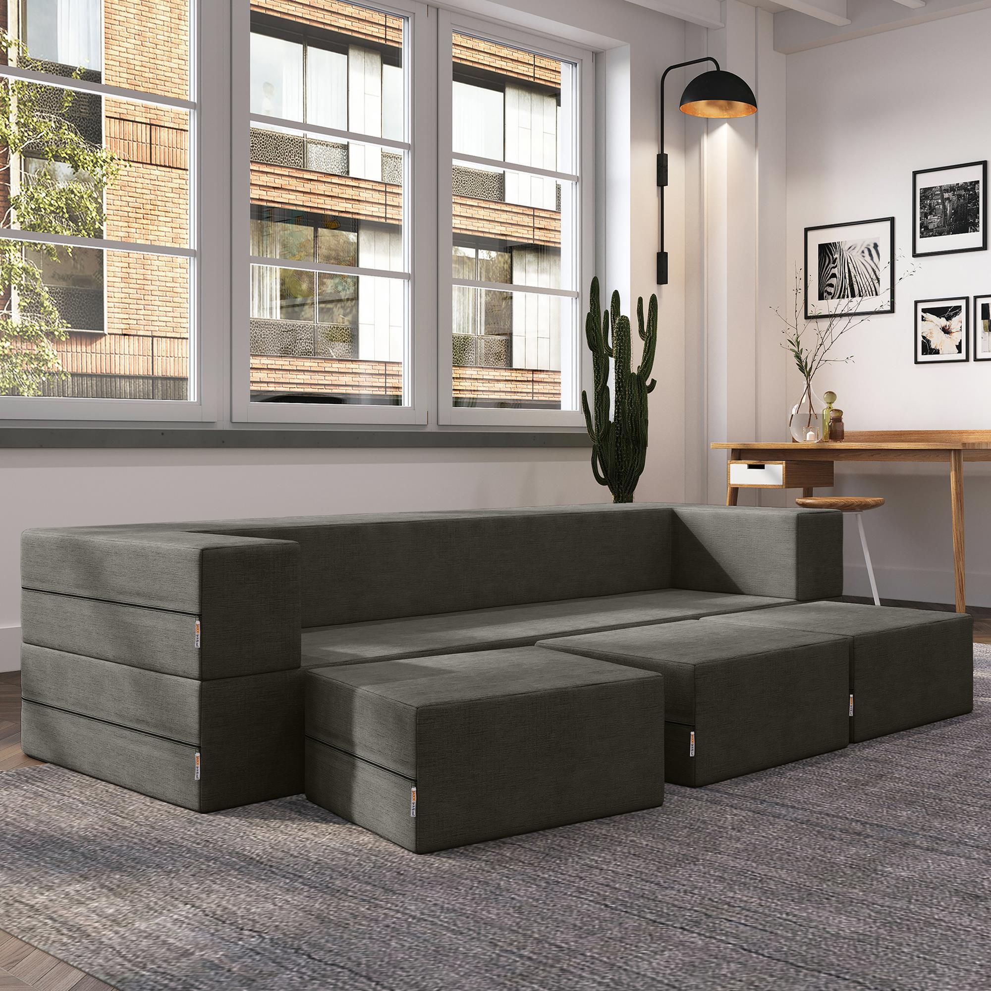 Jaxx Sacks Zipline 3 Piece Stationary Convertible Sleeper Sofa in