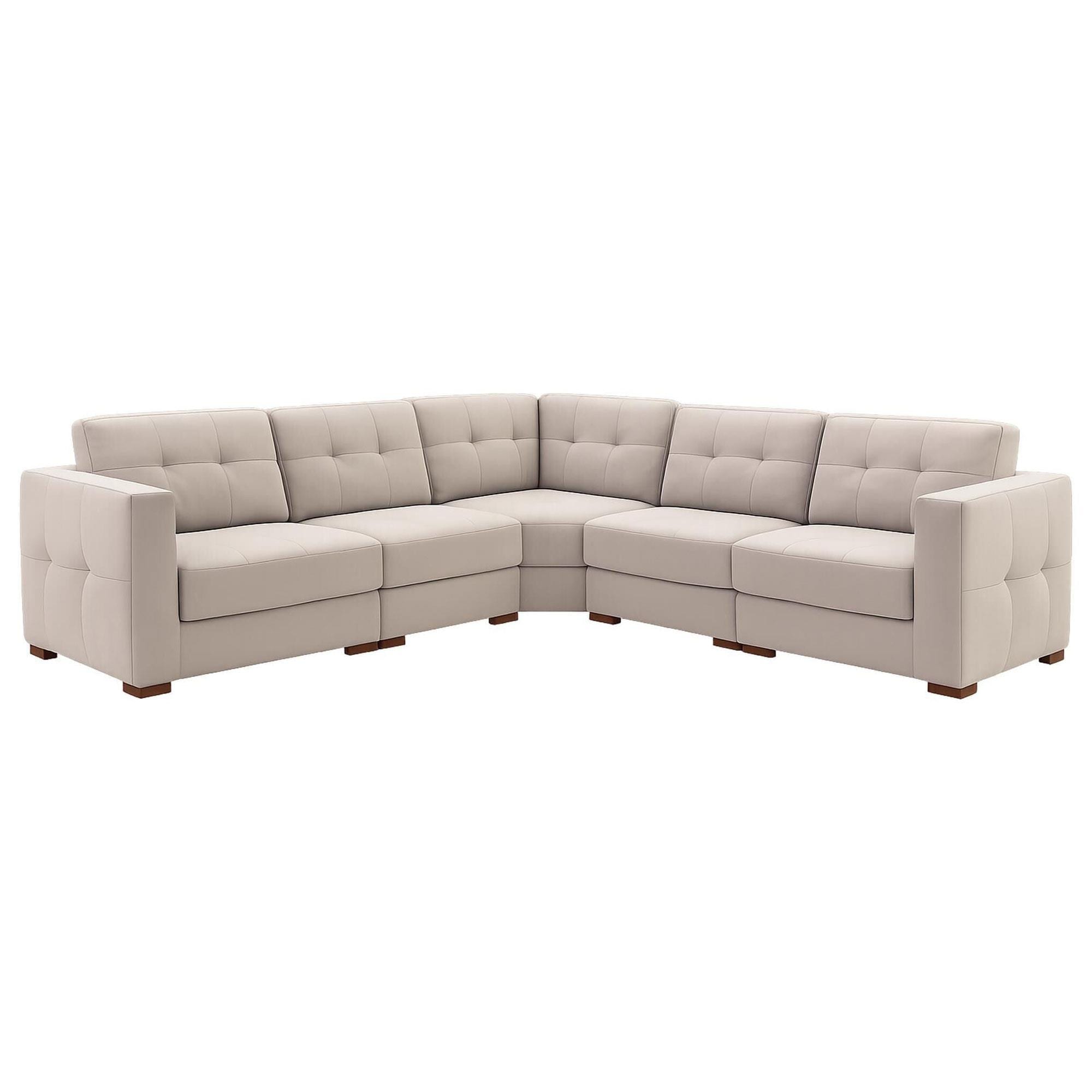 Chateau d'Ax 5 Piece Leather Sectional in Linen