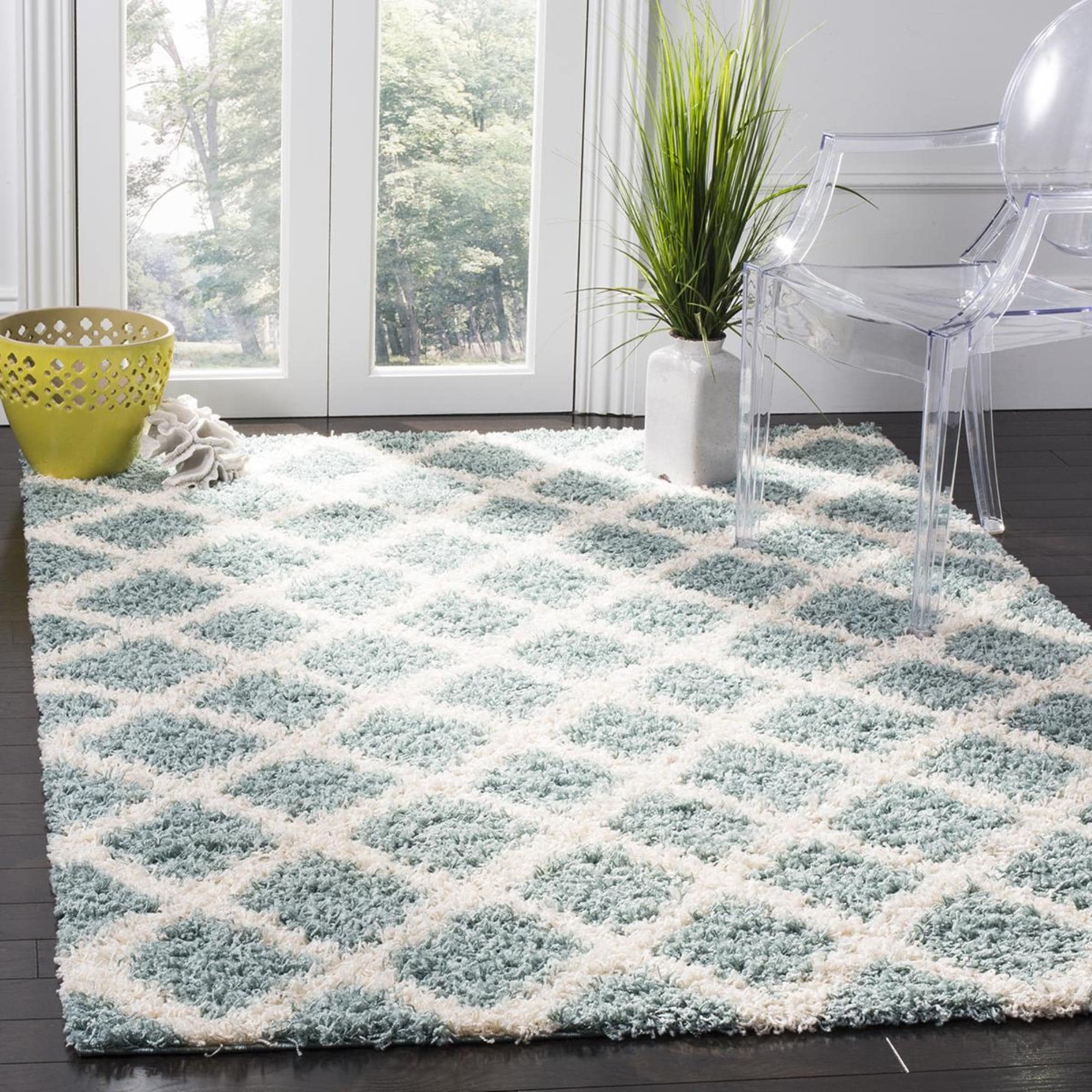 Safavieh Dallas Shag SGD258C-3 3' x 5' Seafoam/Ivory Area Rug