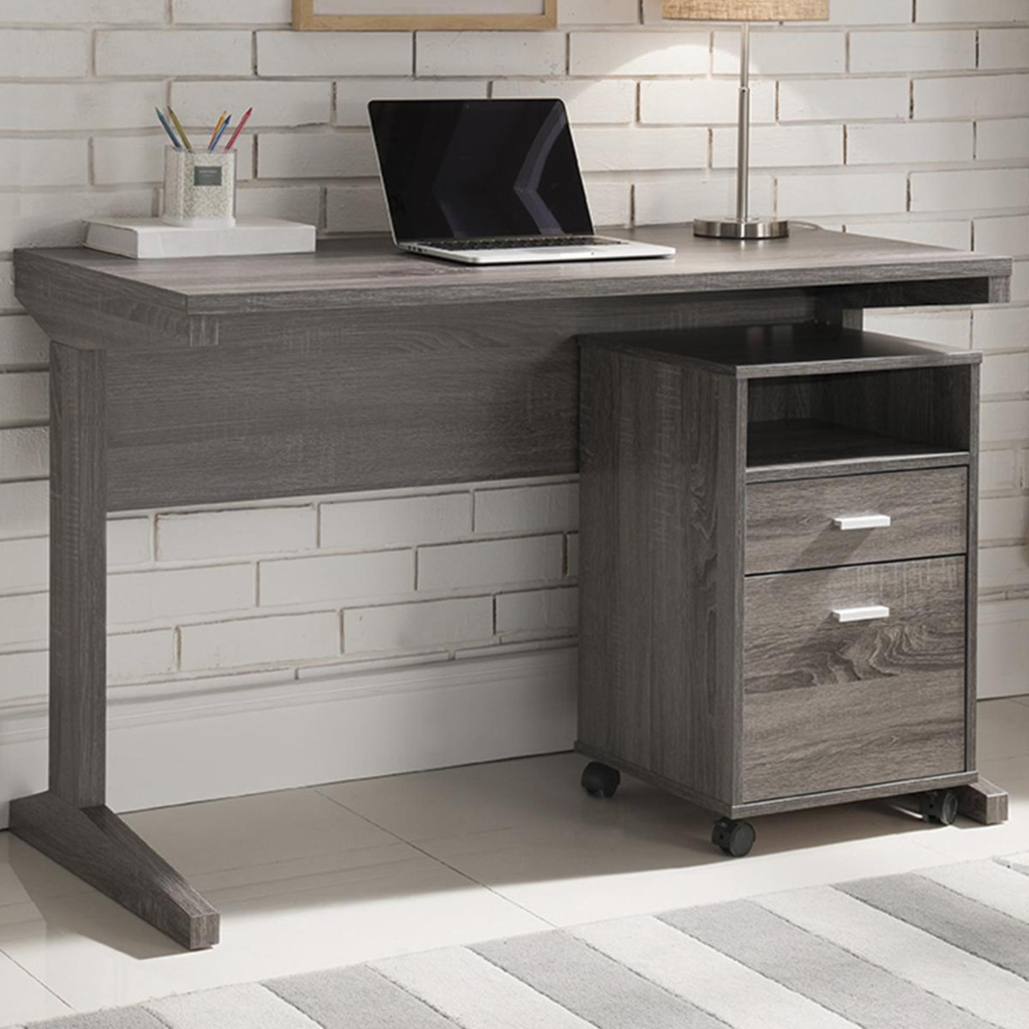 M＆M-FURNITURE ワークデスク Global Movement Desk and File Cabinet in Distressed Grey