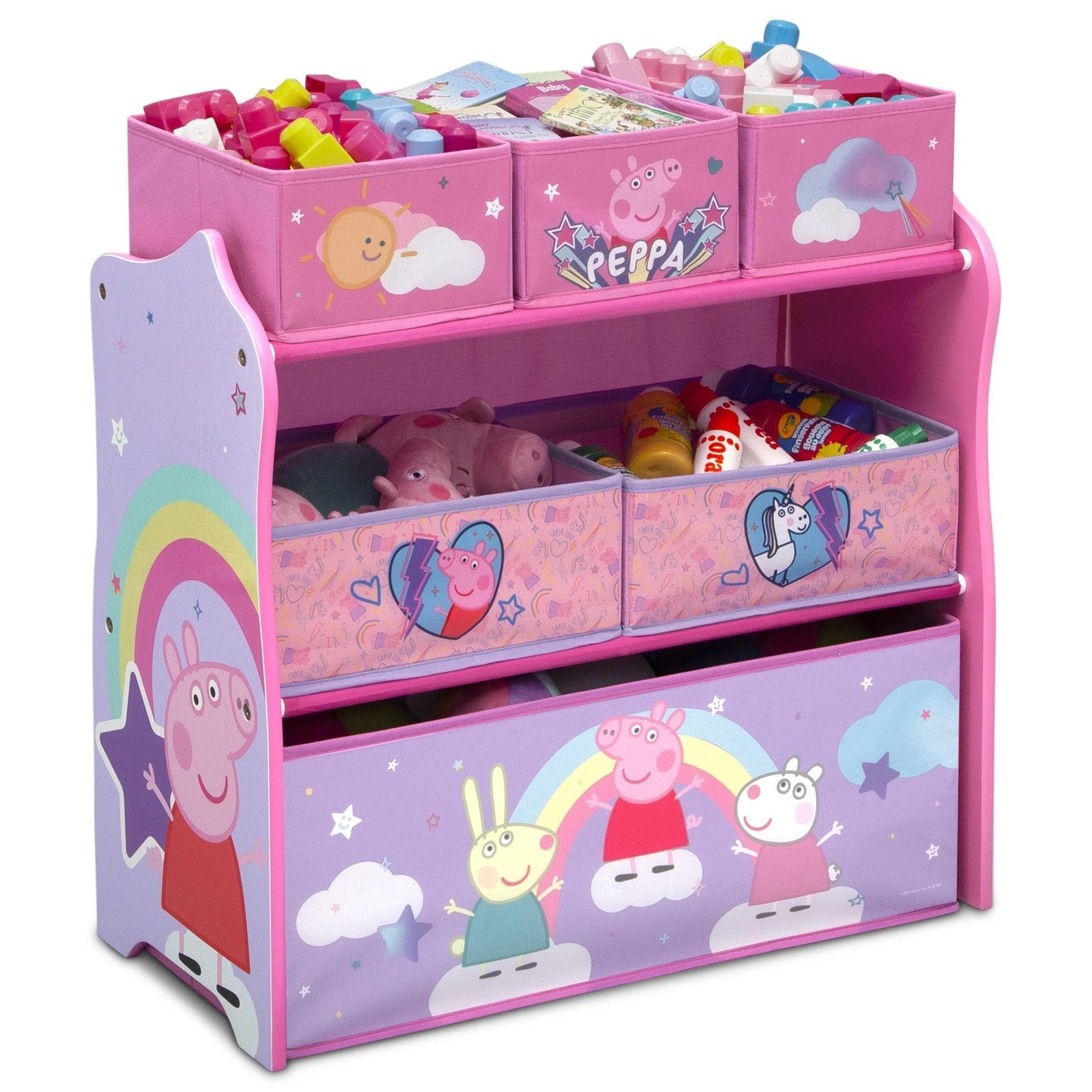 Delta Children Peppa Pig 6-Bin Design and Store Toy Organizer in Pink