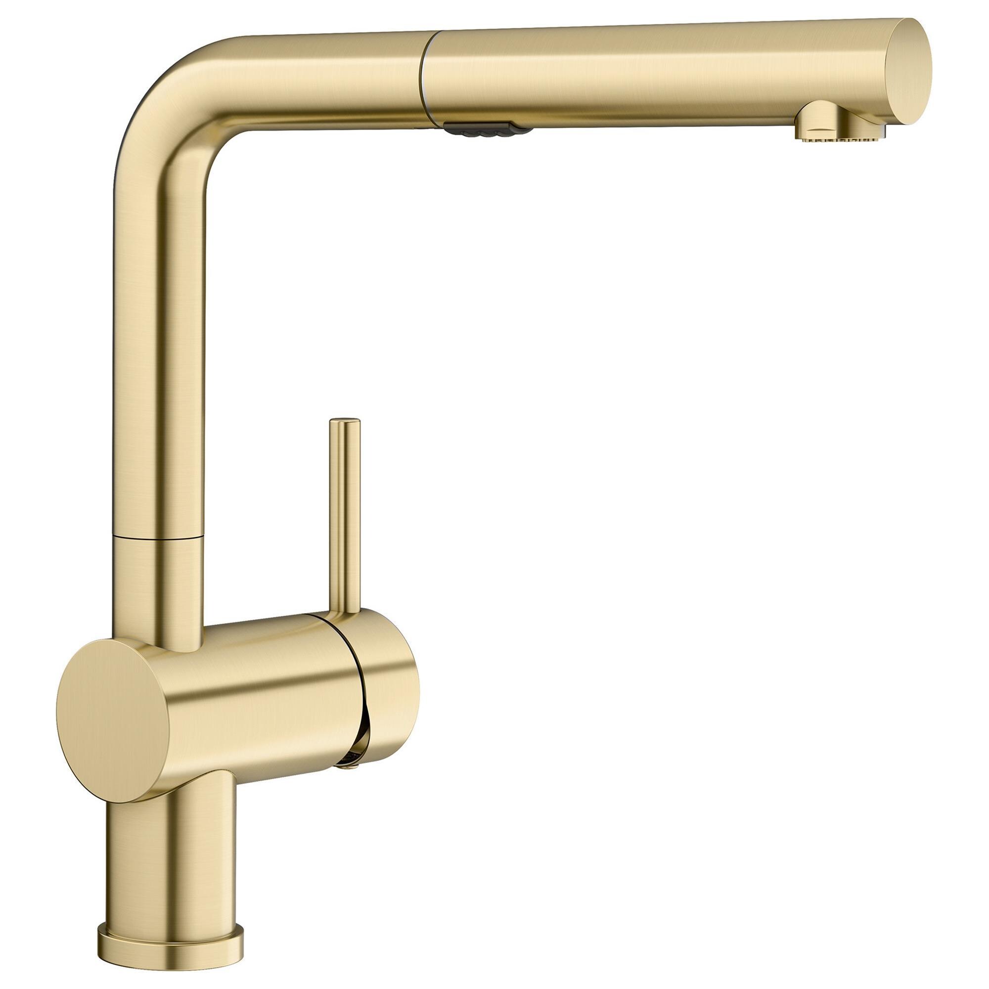Blanco Linus 1.5 GPM Low-Arc Pull-Out Kitchen Faucet in Satin Gold