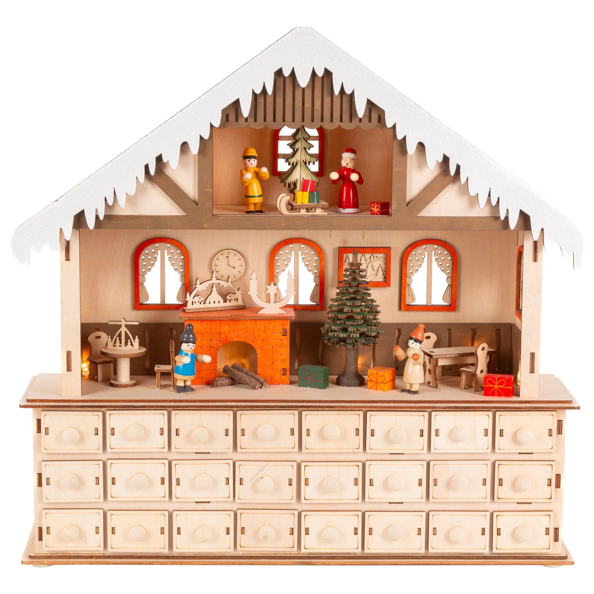 The Gerson Company Lighted Laser Cut Wood Holiday Scene Advent