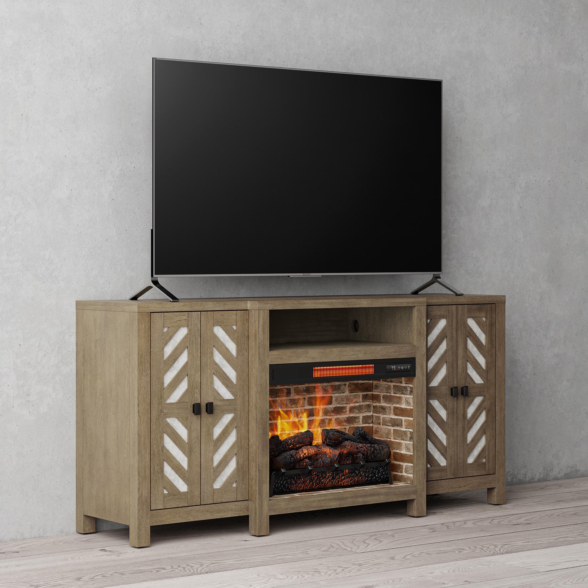 Greentouch USA Strathmore 72 TV Stand with Electric Fireplace in Rustic  Birch | NFM