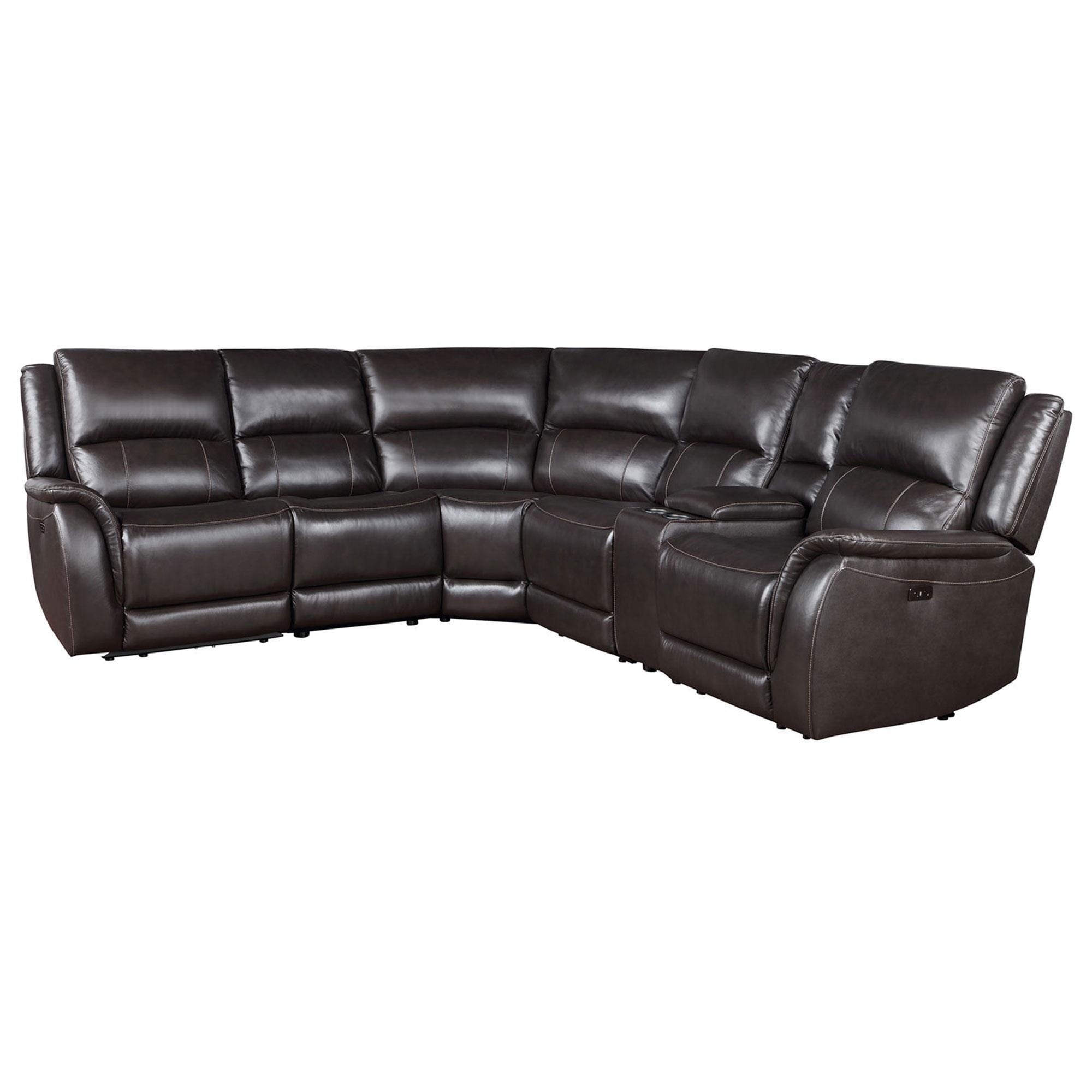 Crystal City Alexandria 6-Piece Power Reclining Sectional in Chocolate
