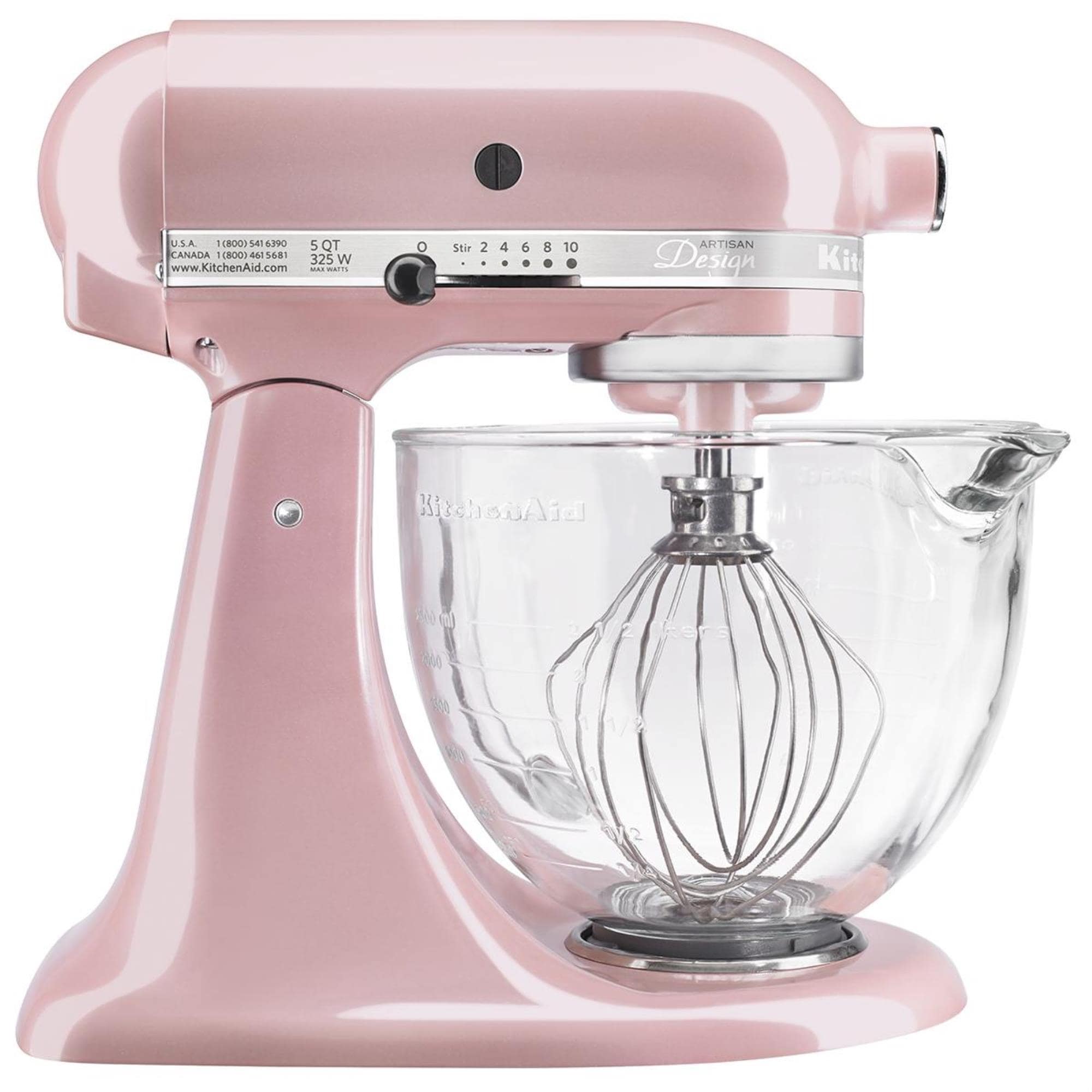 Kitchenaid Artisan Design 5 Quart Stand Mixer With Glass Bowl In Silk Pink Nebraska Furniture Mart