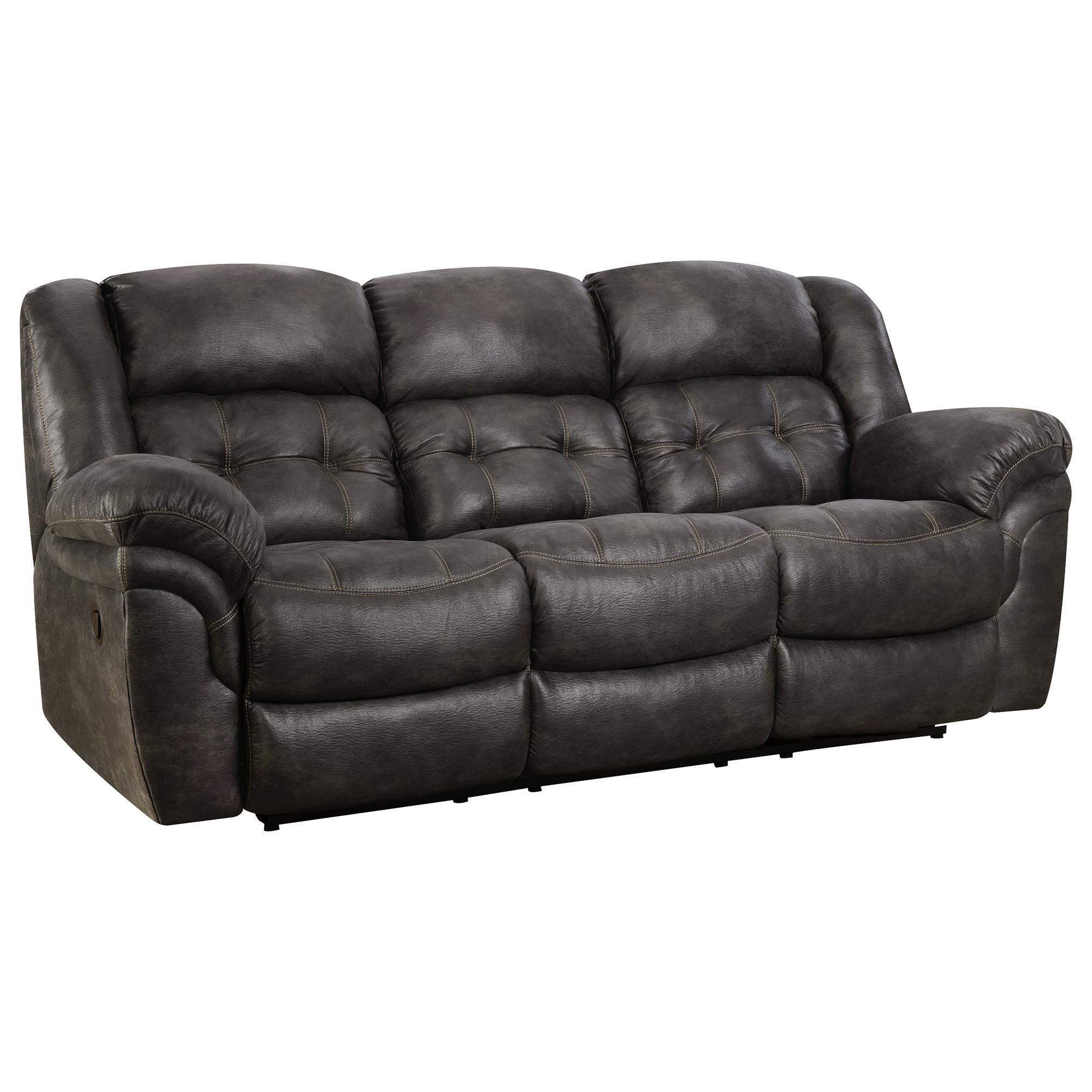 HomeStretch Frontier Double Manual Reclining Sofa in Steel Gray