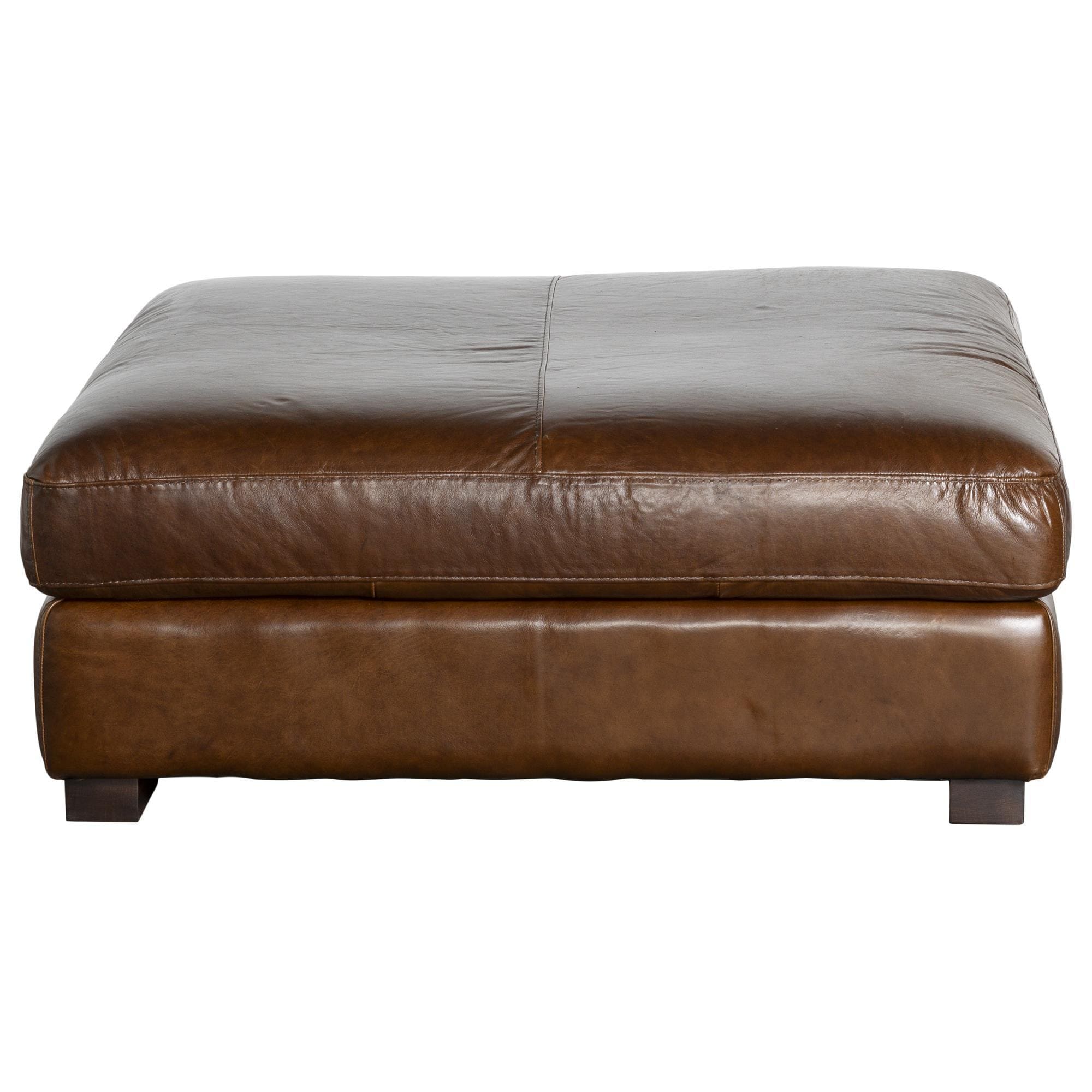 Bordeaux & Co Splendor Leather Ottoman in Dallas Chestnut