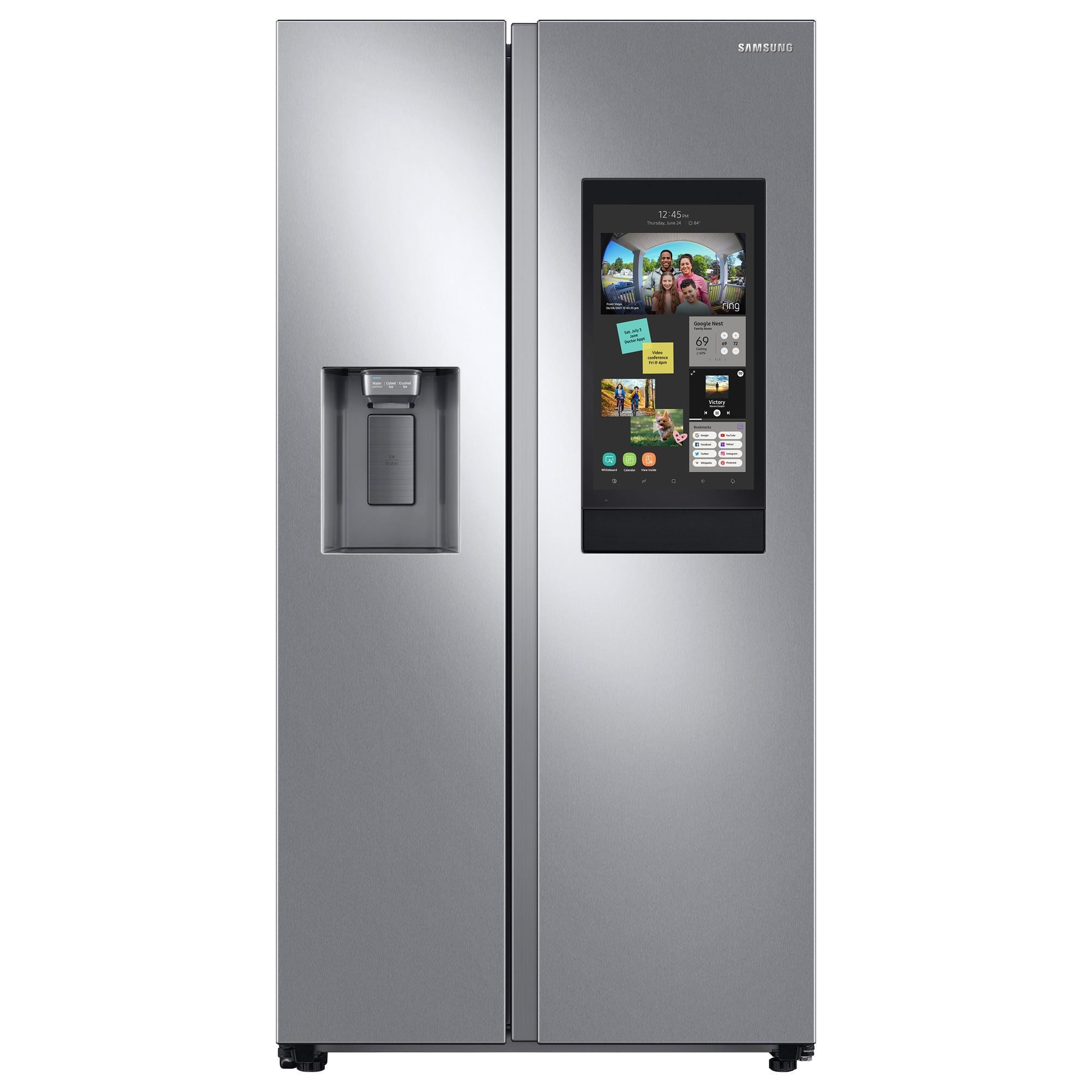 Samsung 26.7 Cu. Ft. Large Capacity Side by Side Refrigerator with Touch Screen Family Hub in Stainless Steel NFM