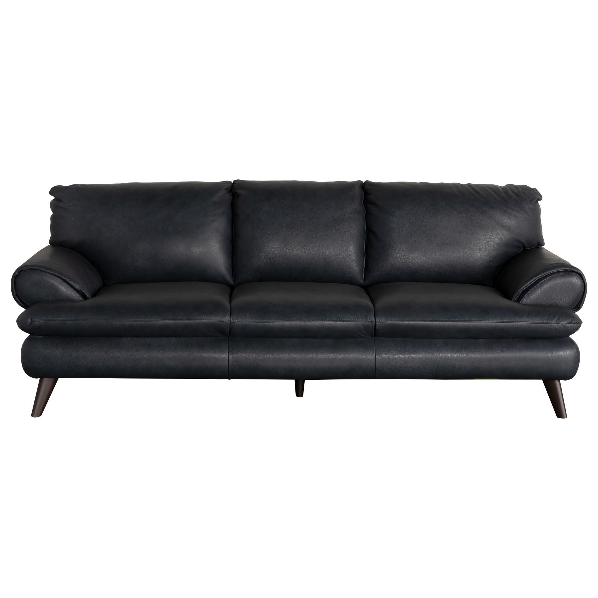 Chateau D'ax Leather Stationary Sofa in Gray Blue NFM
