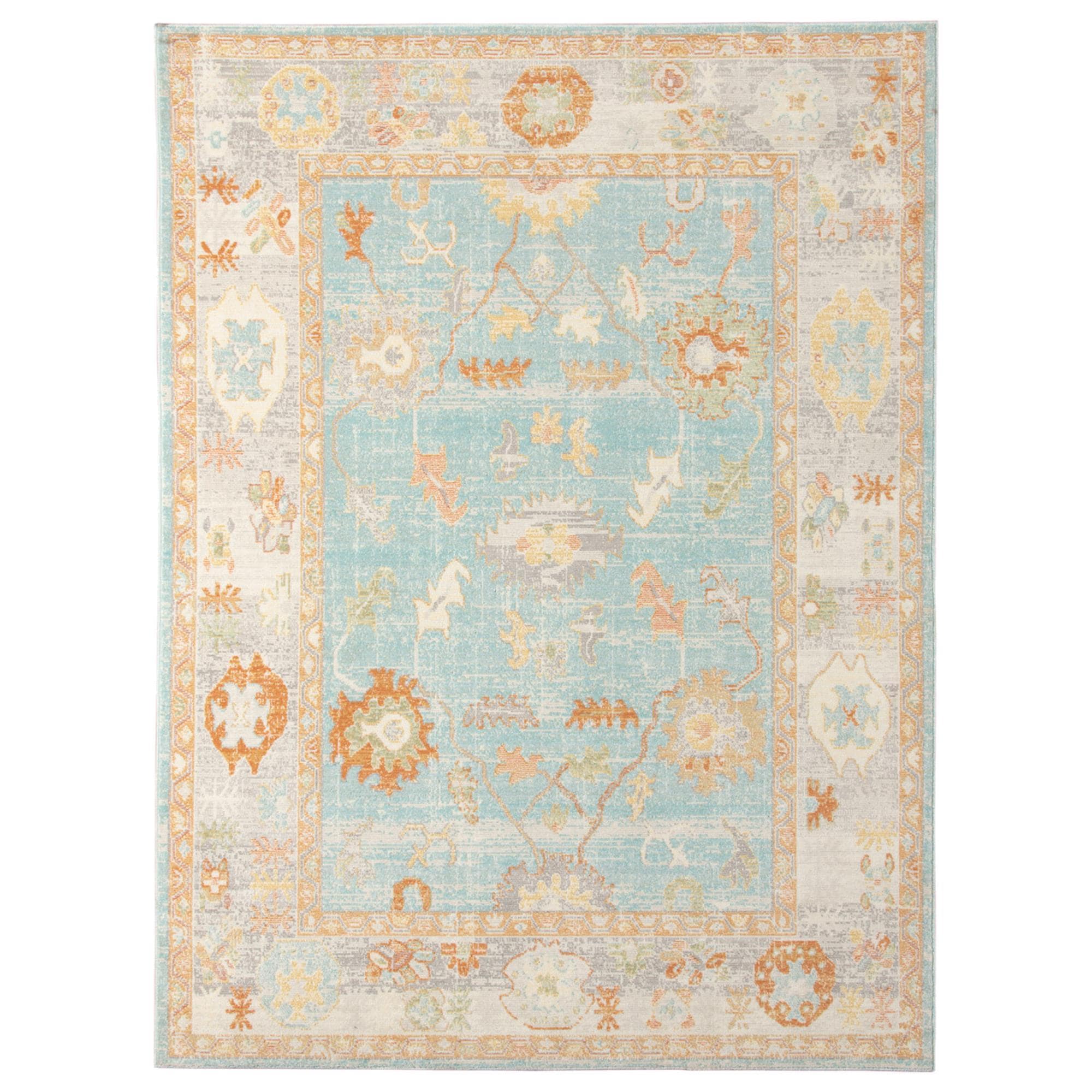 Pomposello Performance Rug Amer Rugs Bohemian 2' x 3' Aqua Beige Area Performance Rug