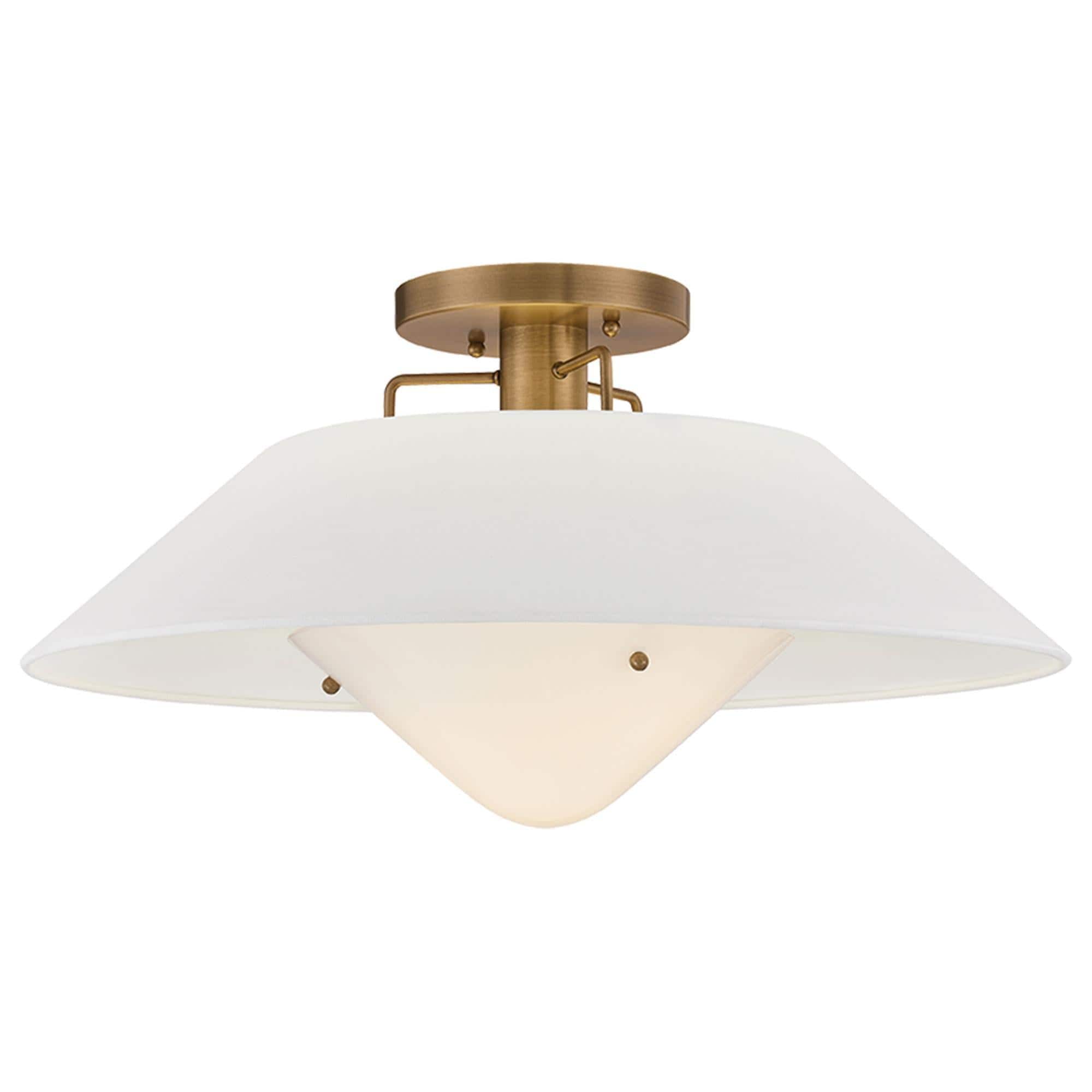 Troy Lighting Otto 1-Light Semi Flush in Patina Brass
