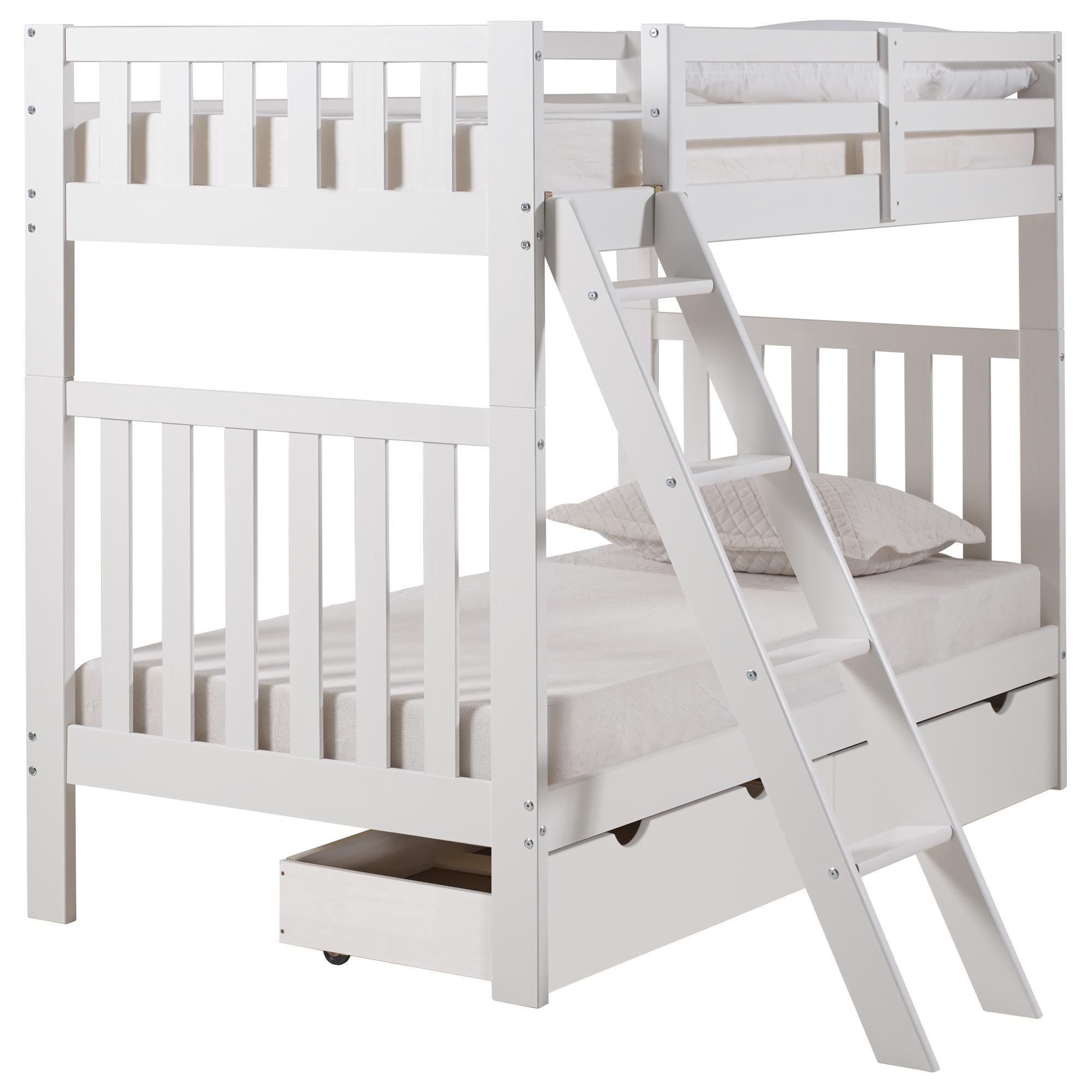 Timberlake Aurora Twin Over Twin Storage Bunk Bed in White NFM