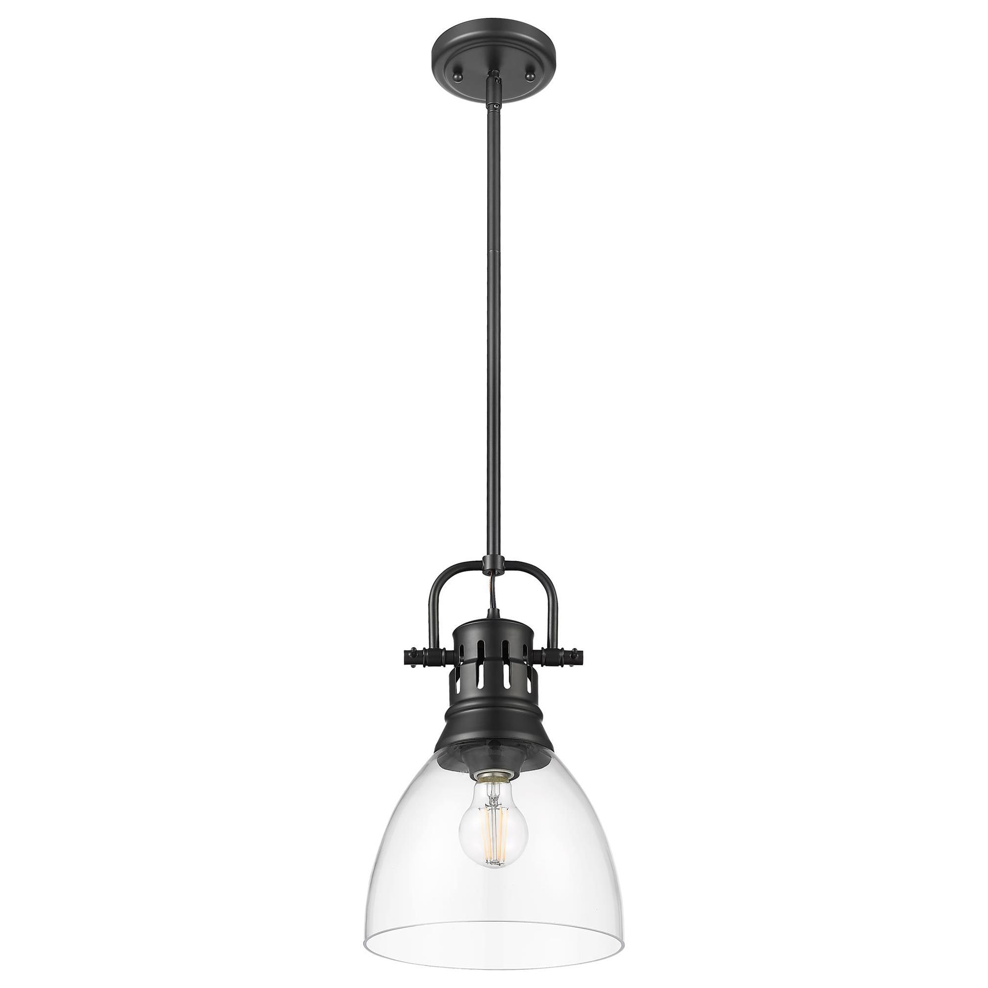 Golden Lighting Duncan 1-Light Small Pendant with Rod and Matte