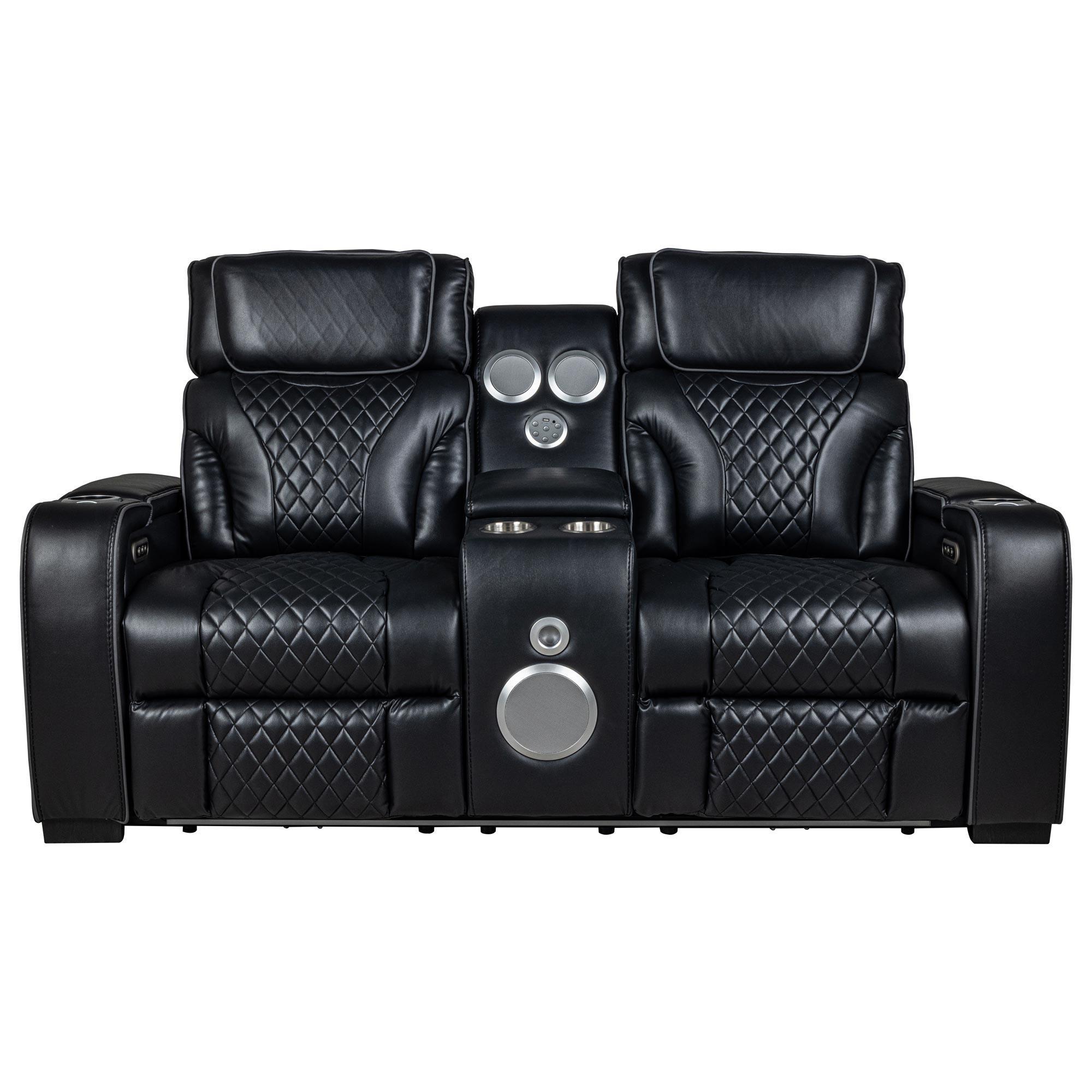 Everly Living Rock Star Power Reclining Loveseat in Black