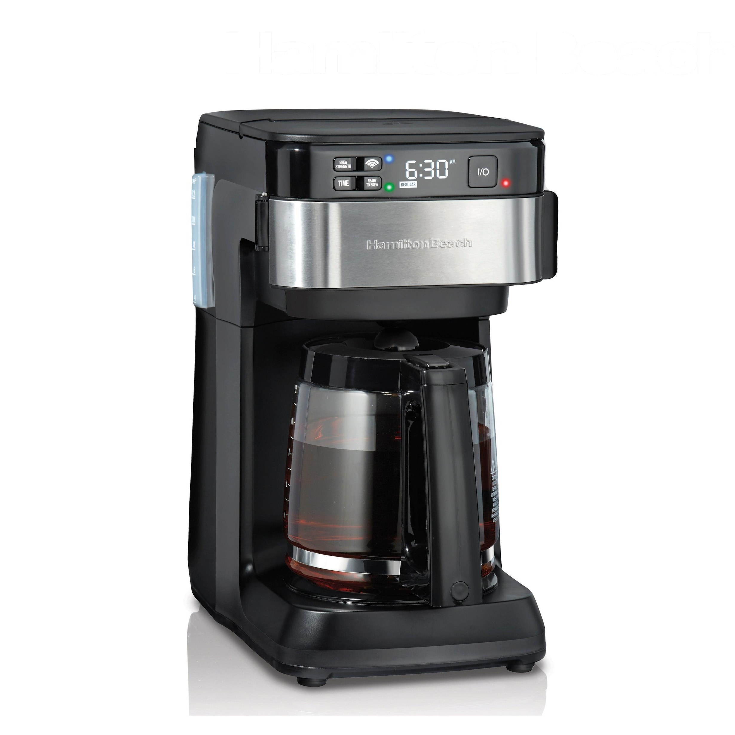 Hamilton Beach 12-Cup Smart Coffee Maker in Black and Stainless Steel
