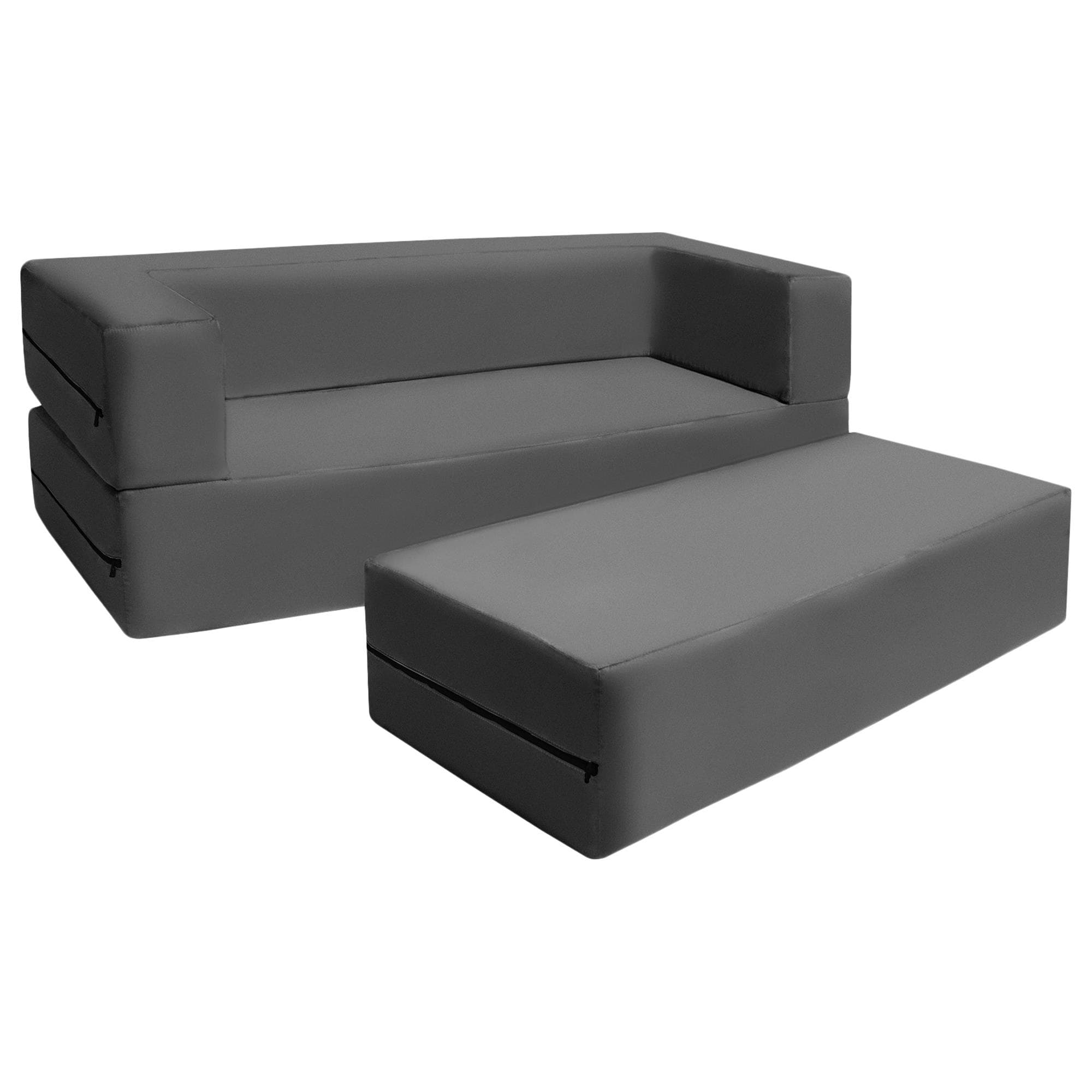 Jaxx Zipline Big Kids Modular Sofa & Ottoman in Charcoal