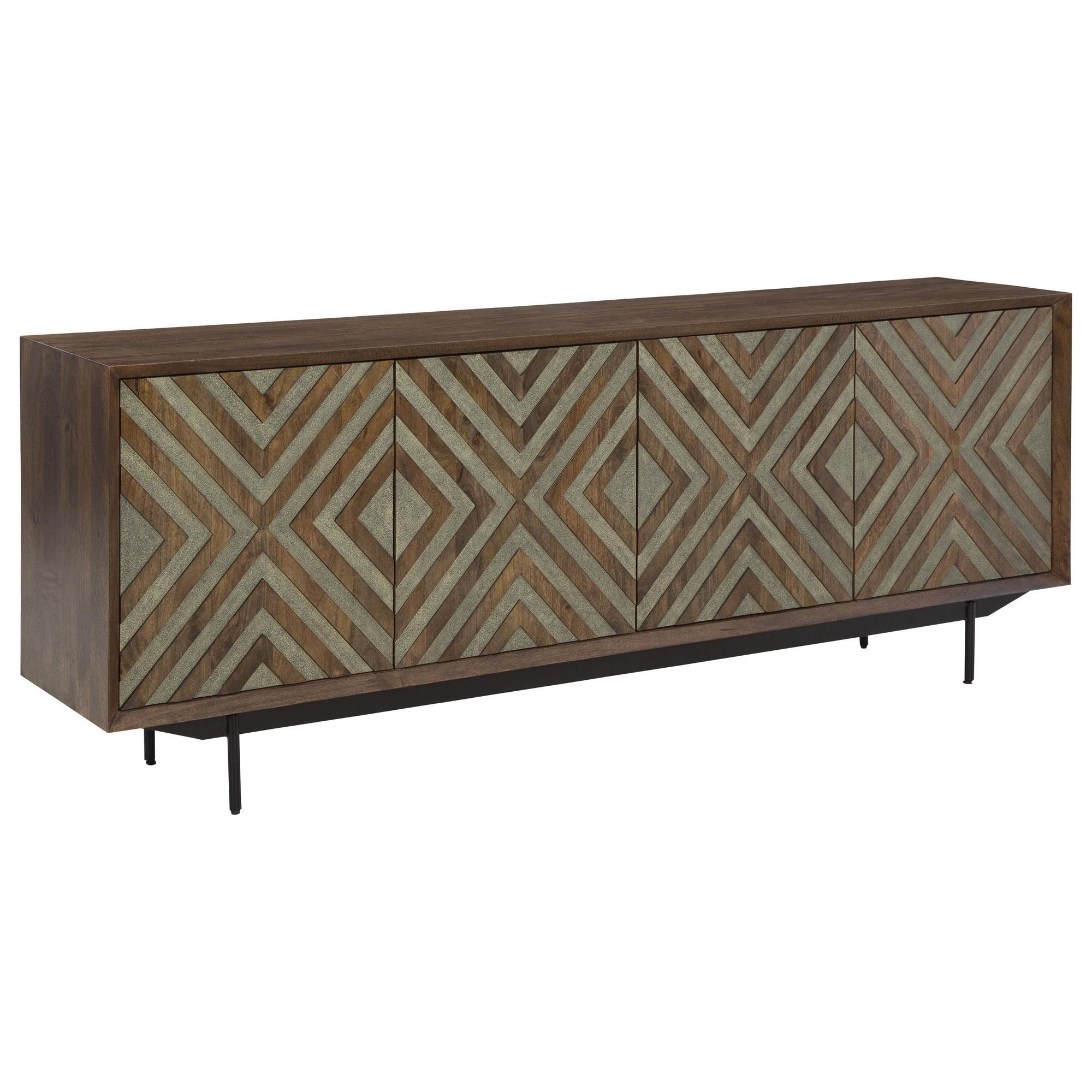 Ashley Dreggan Accent Cabinet in Warm Walnut, Grayish Gold and Black