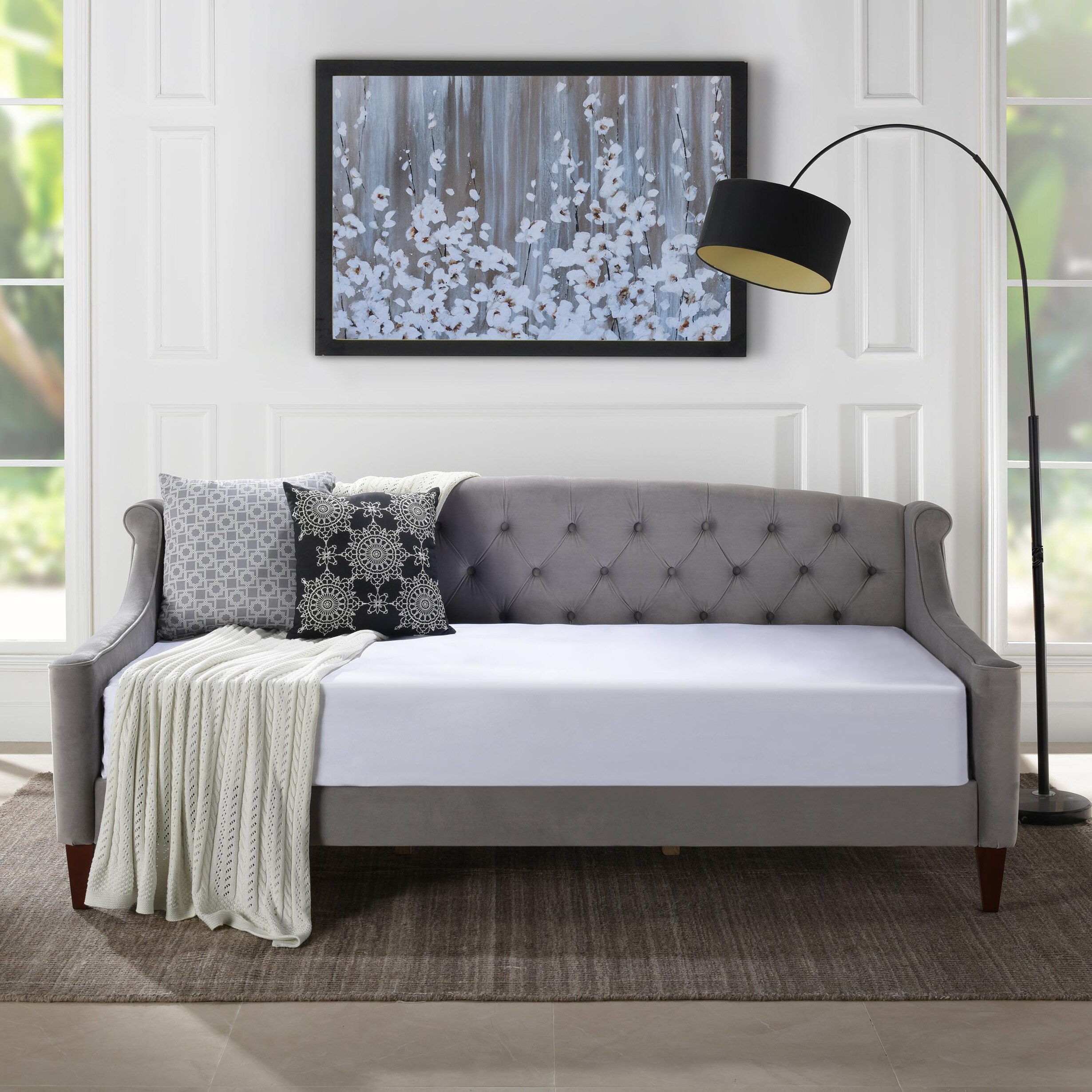 Jennifer Taylor Home Lucy Upholstered Button Tufted Sofa Bed in Opal