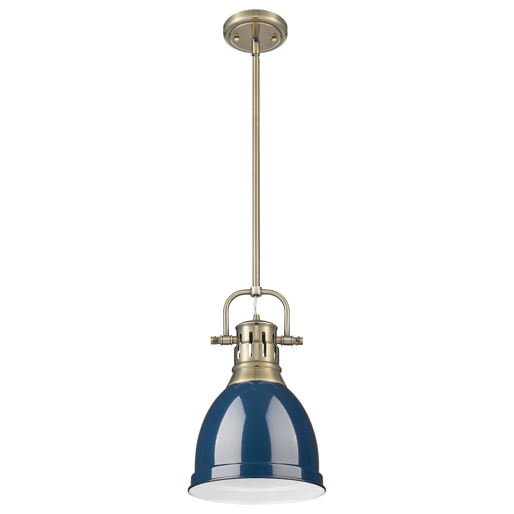 Golden Lighting Duncan 1-Light Small Pendant with Rod and Matte