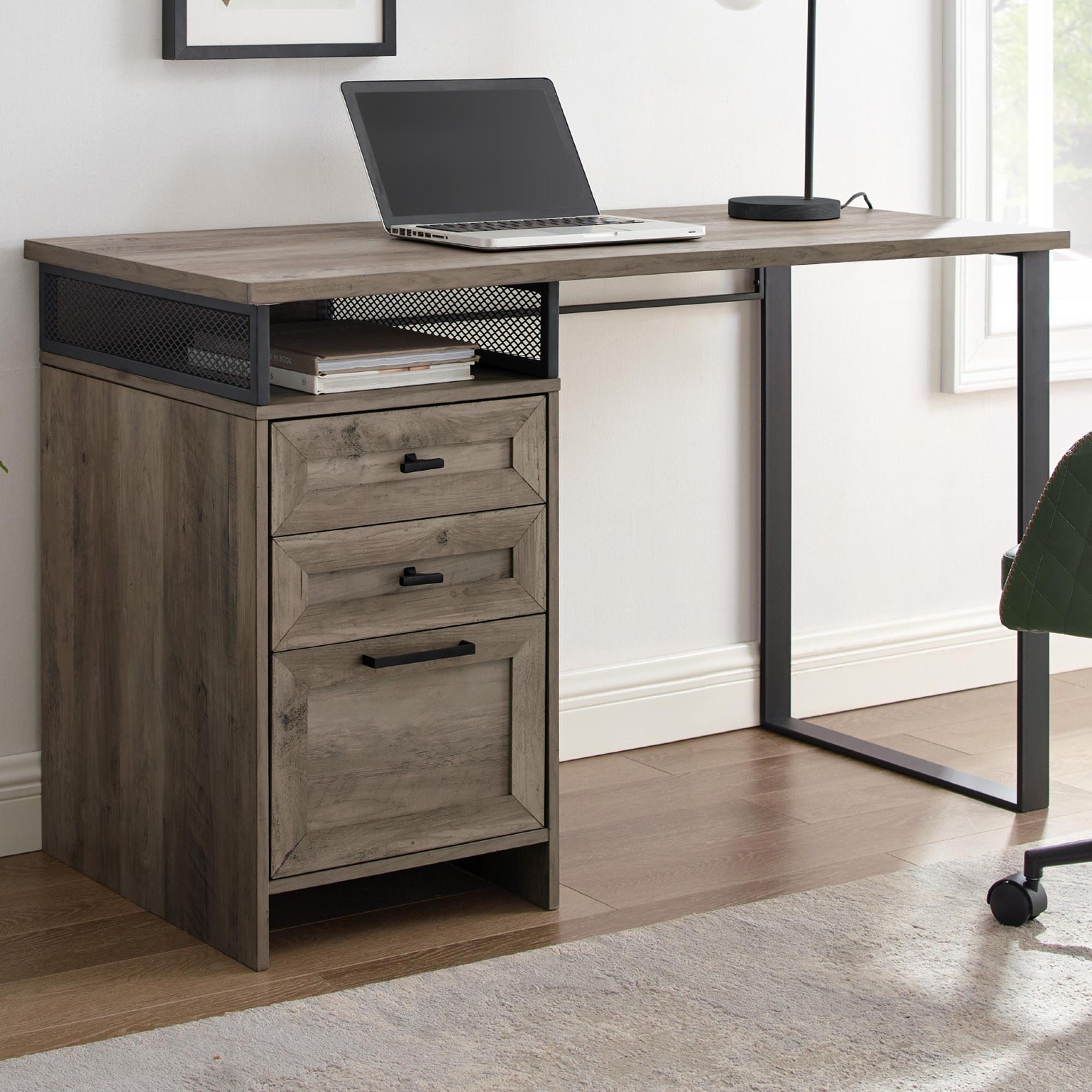 Walker Edison Anton 48" 3Drawer Writing Desk in Grey Wash Nebraska