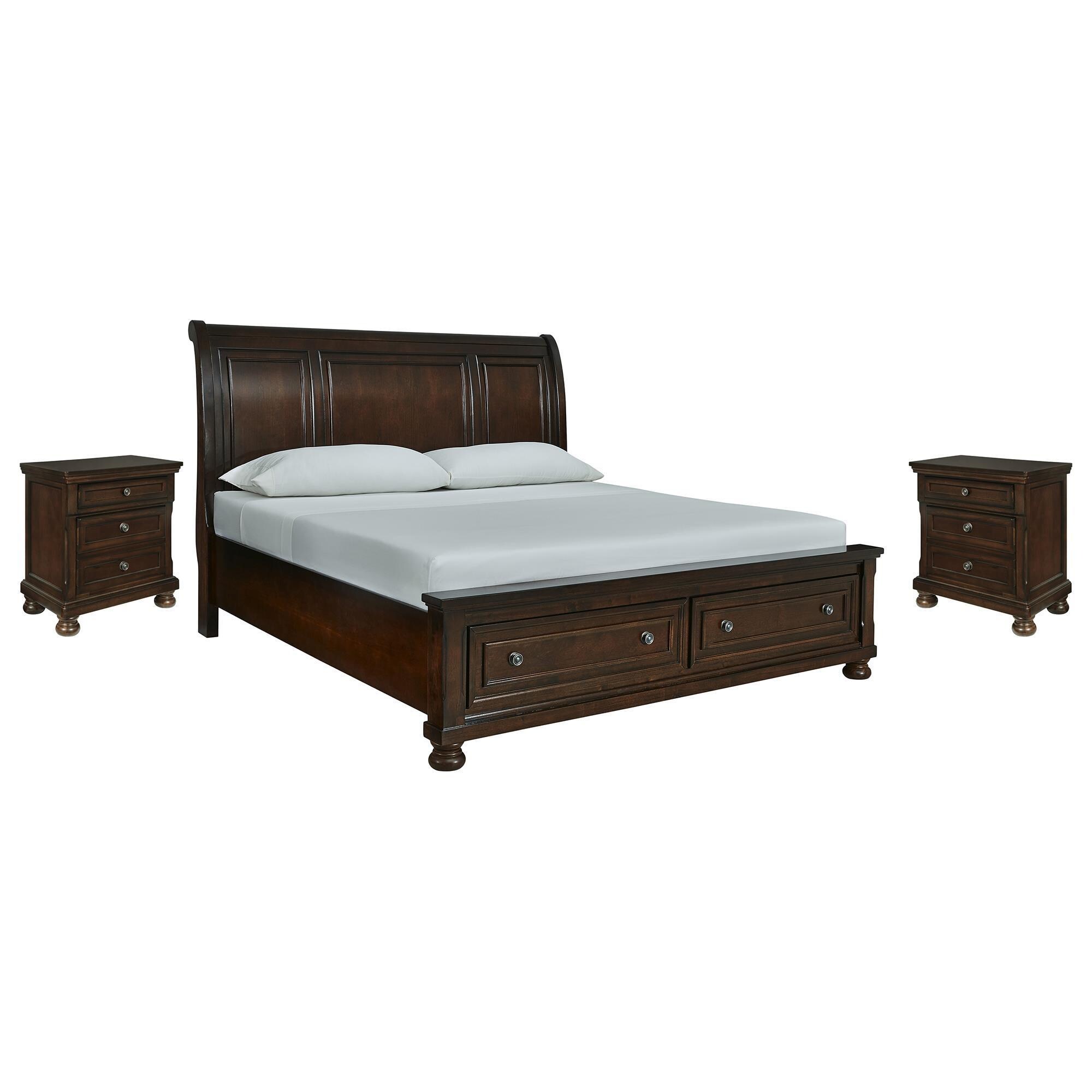 Signature Design by Ashley Porter 3Piece King Bed and Two Nightstands in Rustic Brown NFM