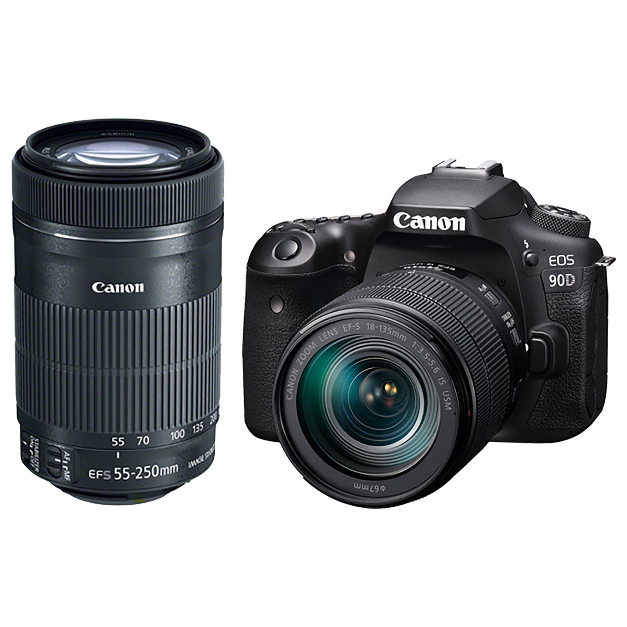 Canon EOS 90D Camera with EF-S 18-135mm and EF-S 55-250mm