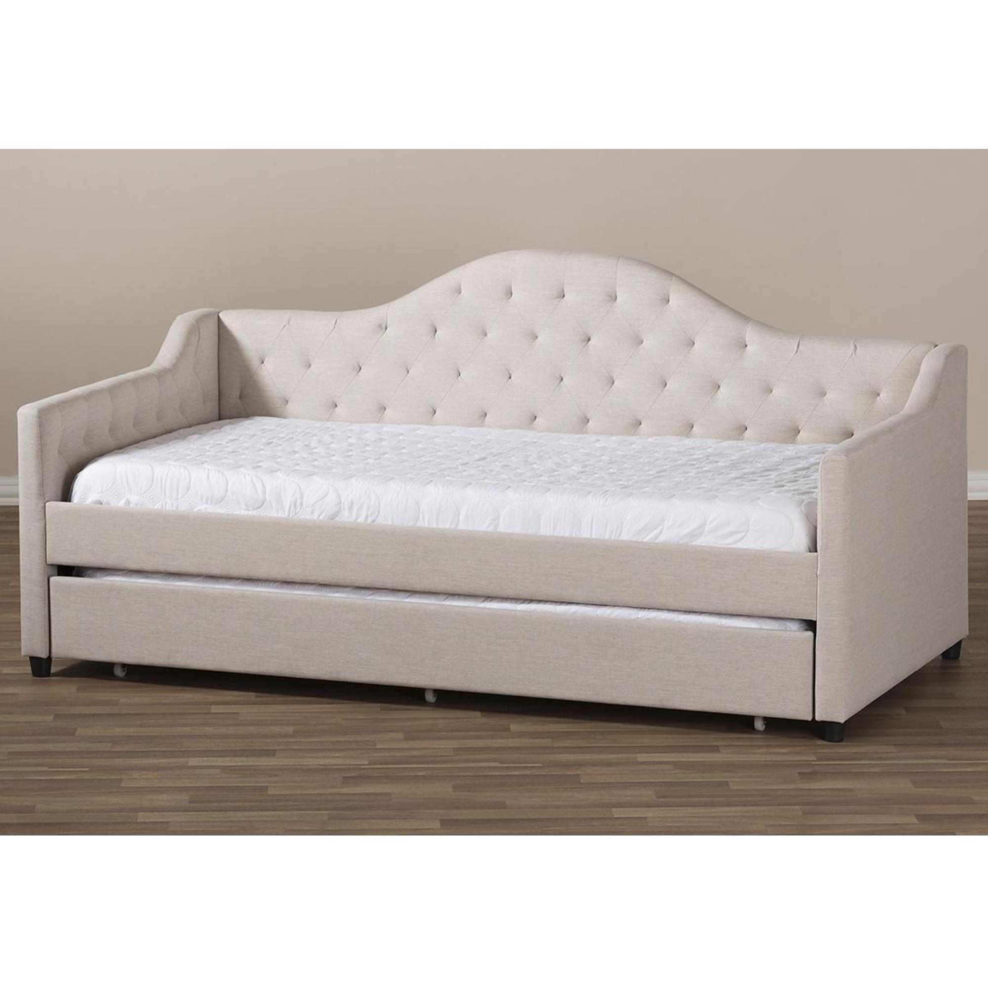 Baxton Studio Perry Daybed with Trundle in Light Beige Nebraska