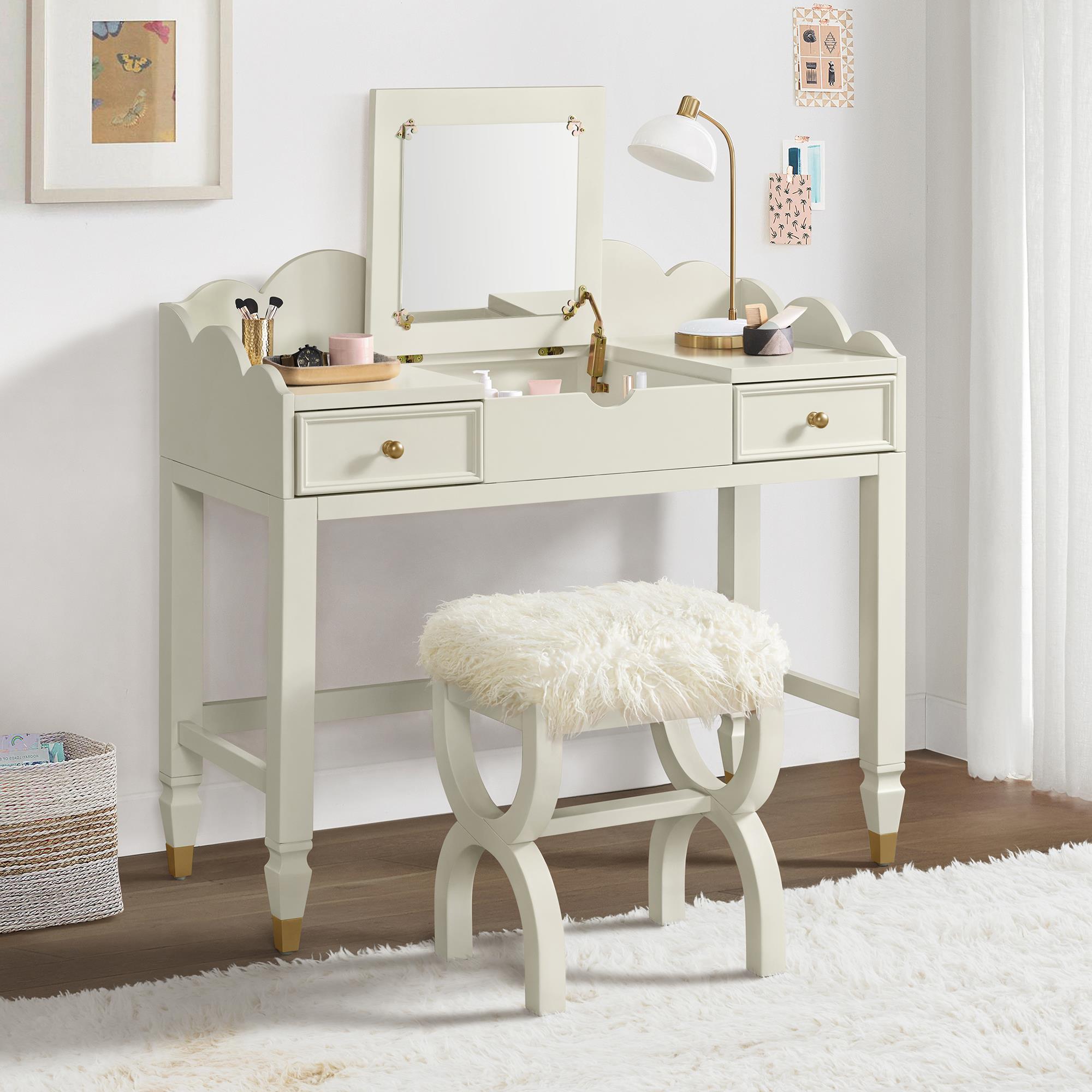 Forma & Co Olivia Vanity and Stool in French White