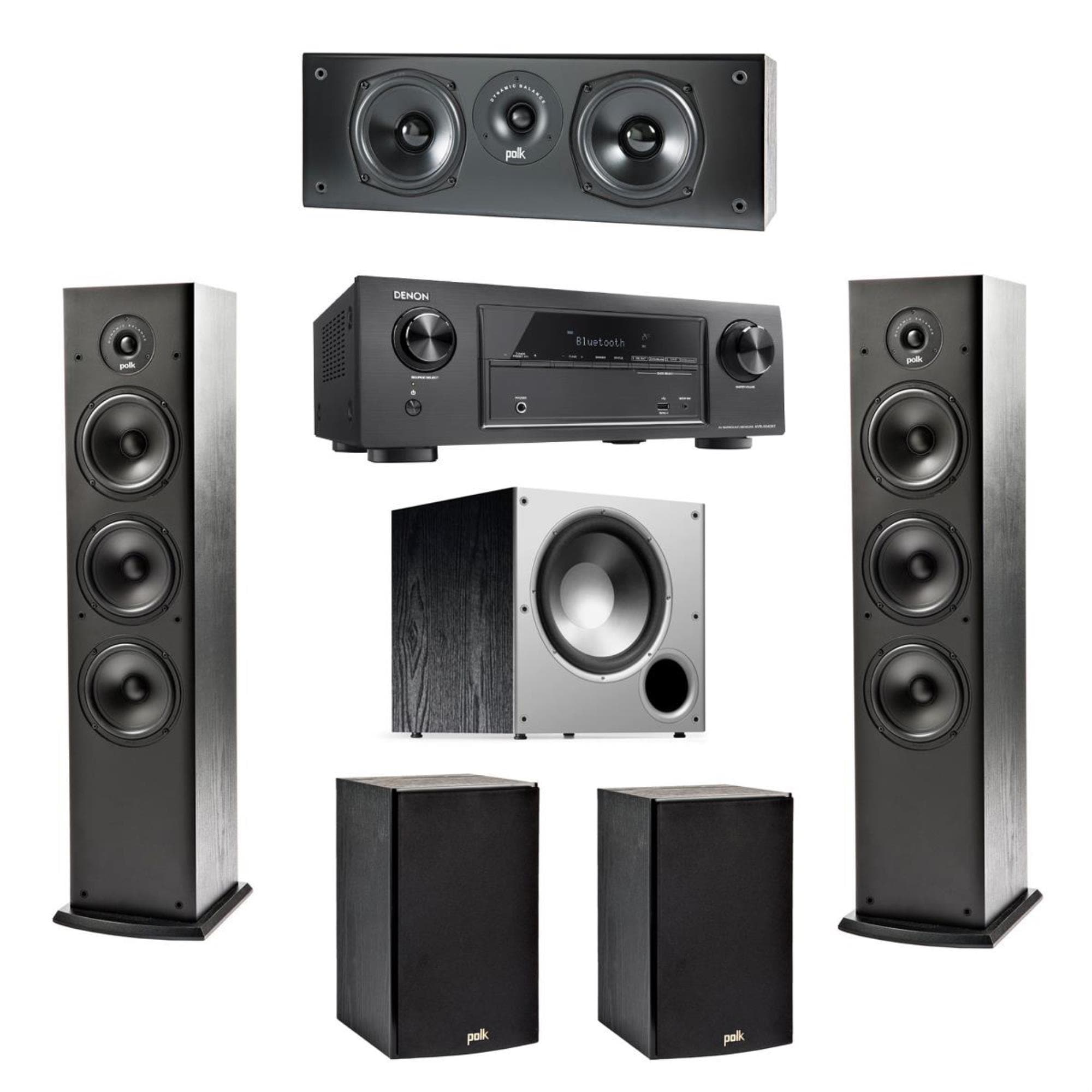 Polk 6 Speaker Set With Denon Receiver 5 1 Theater System Nebraska Furniture Mart