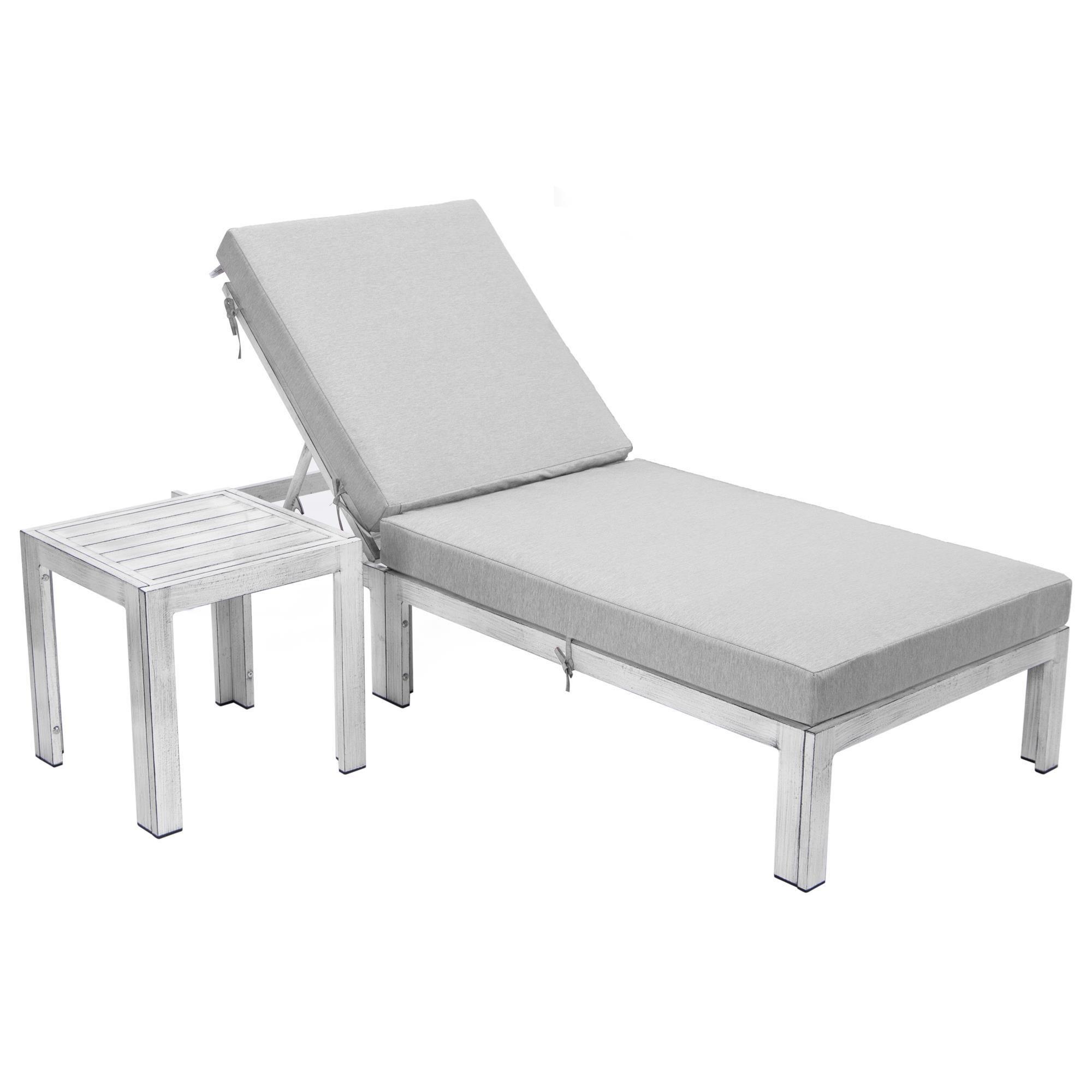 Leisuremod Chelsea 2Piece Patio Chaise Lounge Chair Set with Light