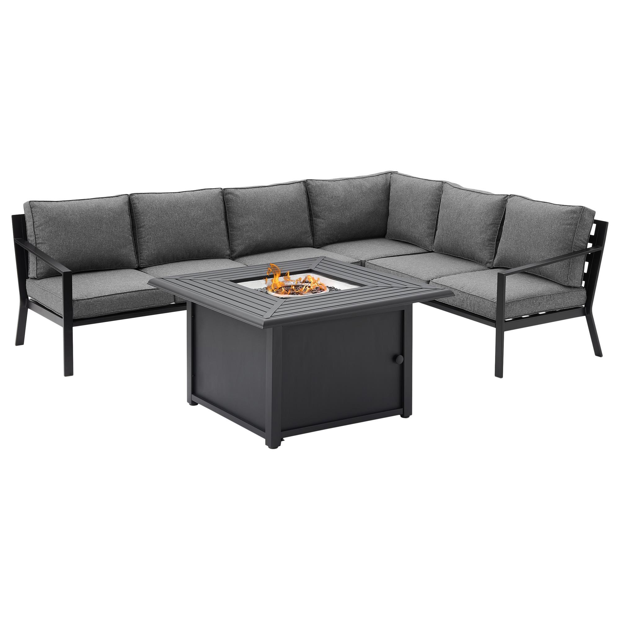 Crosley Furniture Clark 5Piece Patio Sectional Set with Fire Table in