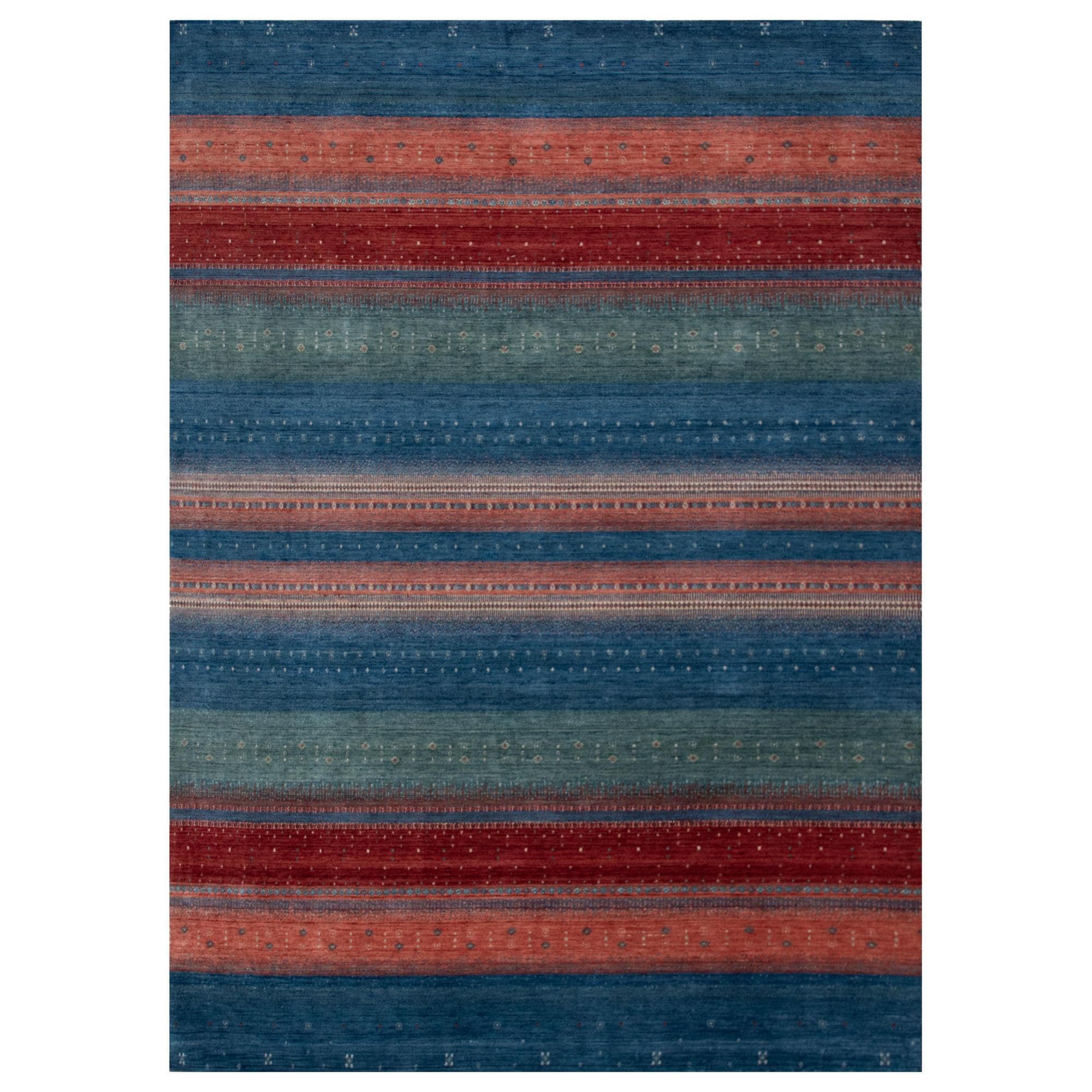 RIZZY Spectrum Dark Blue, Green, Red, Rust and Ivory 3' x 5' Area Rug