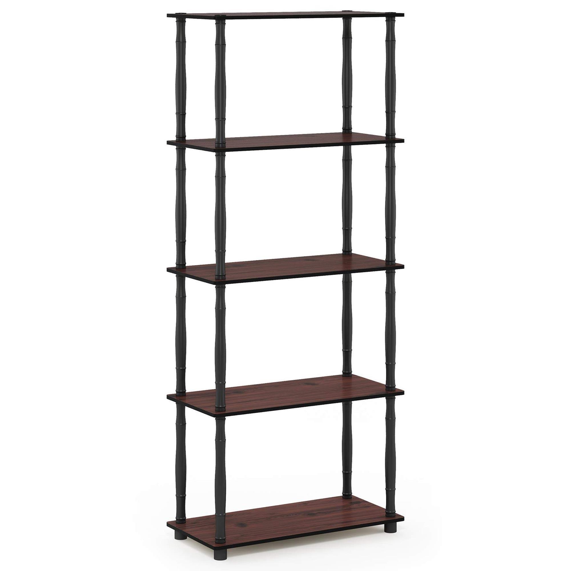 HOMLUX Turn-N-Tube 5-Tier Open Storage Bookshelf in Dark Cherry