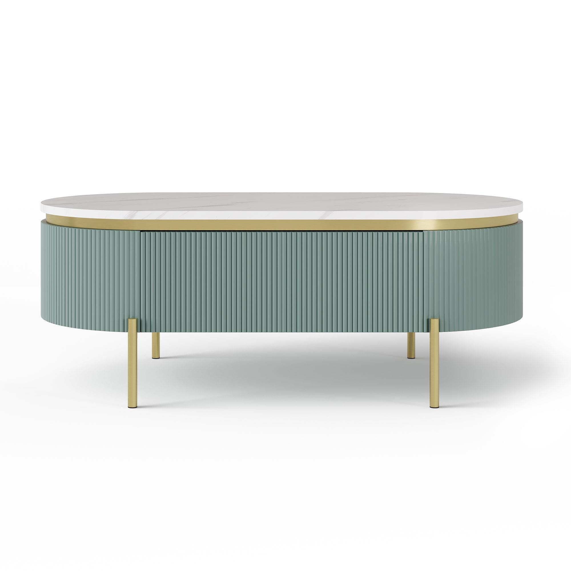 37B Koblenz Coffee Table in White, Light Teal and Gold