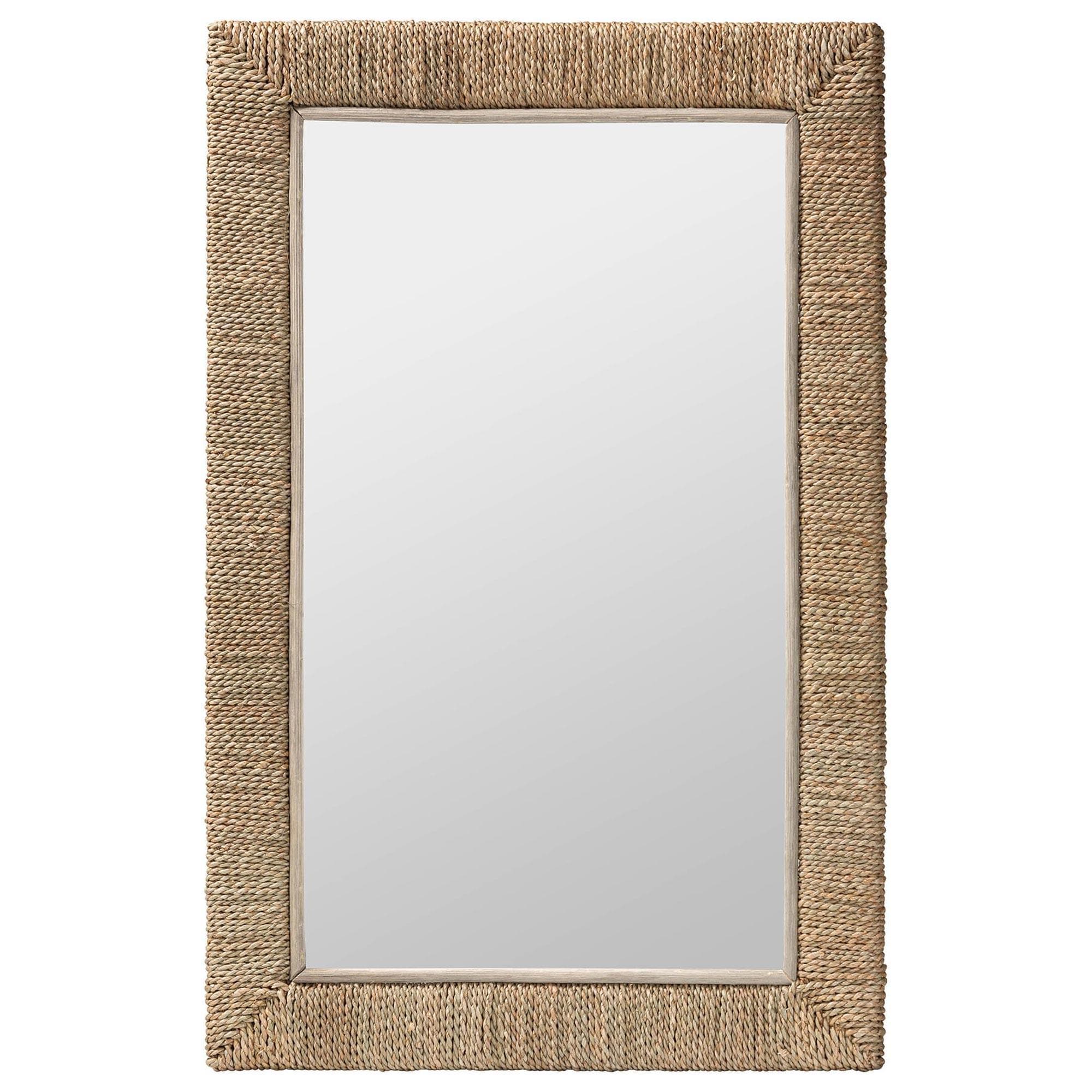 Baxton Studio Geralyn Japandi Rectangular Wall Mirror in Natural