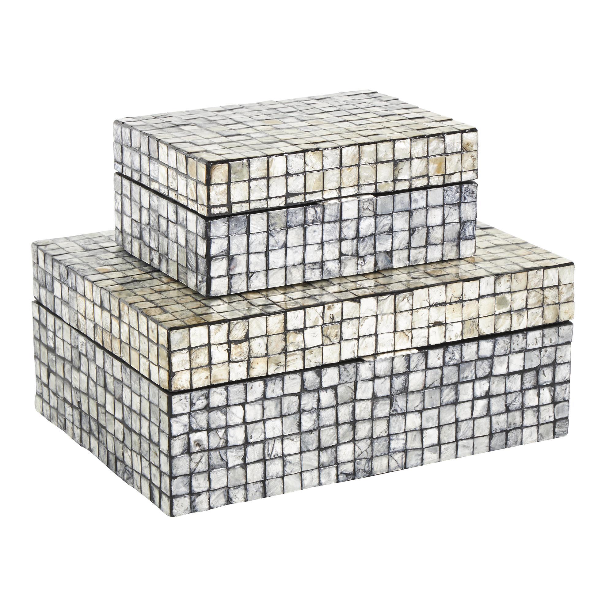 Maple and Jade 2-Piece Handmade Mosaic Storage Decorative Box Set