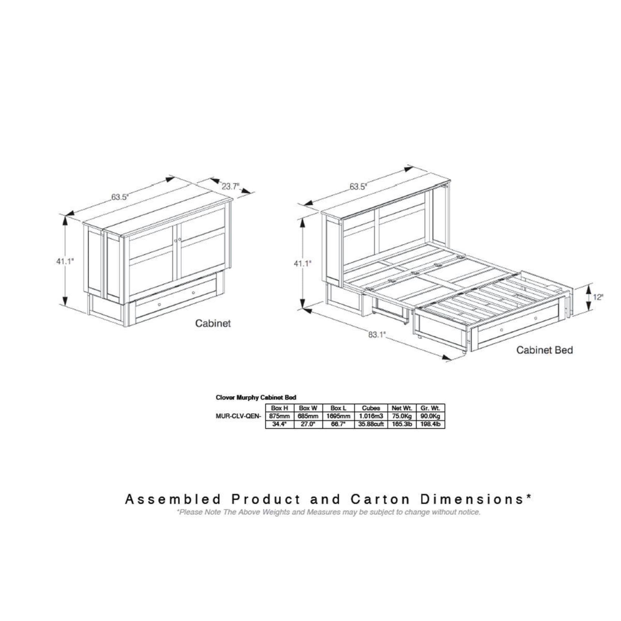 New Day Furniture Clover Murphy Bed and Mattress in Cherry NFM