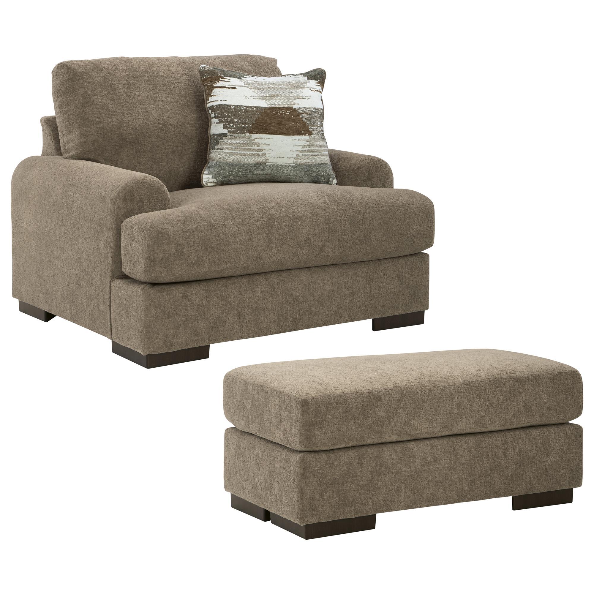H23K75 AshleyFurniture アシュレイファニチア アームチェア Ashley Jayne Park Chair and a Half with Ottoman in Pecan