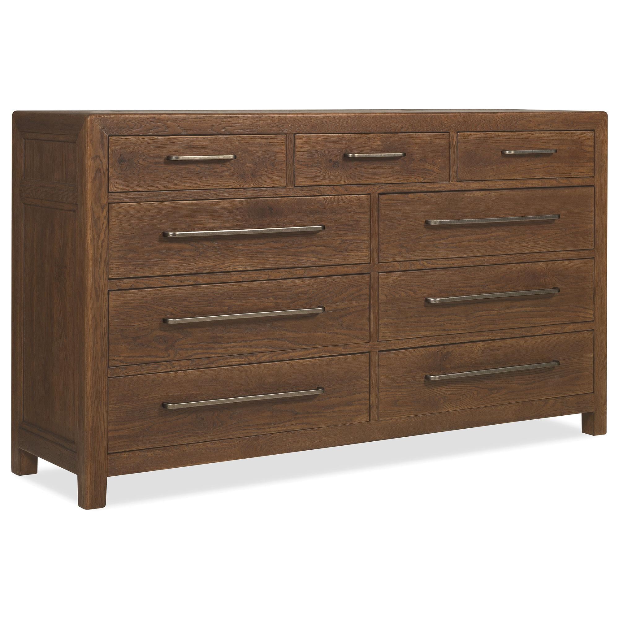 Hooker Furniture Driftwood 9-Drawer Dresser in Burnt Timber