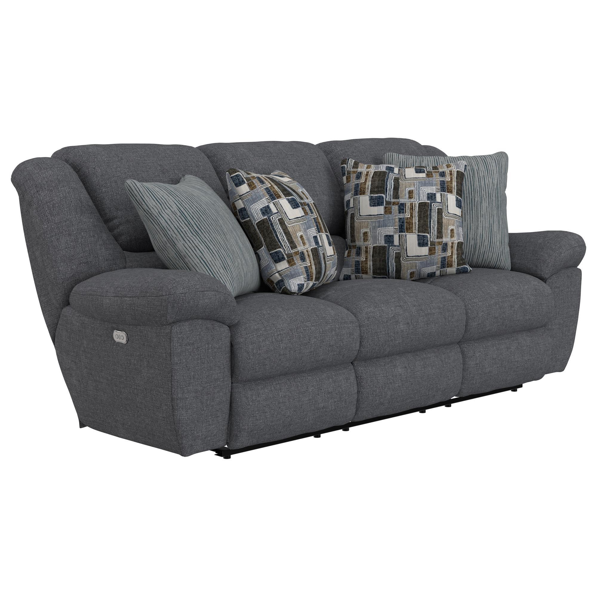 Catnapper Trifecta Power Reclining Sofa with Drop Down Table in Smoke