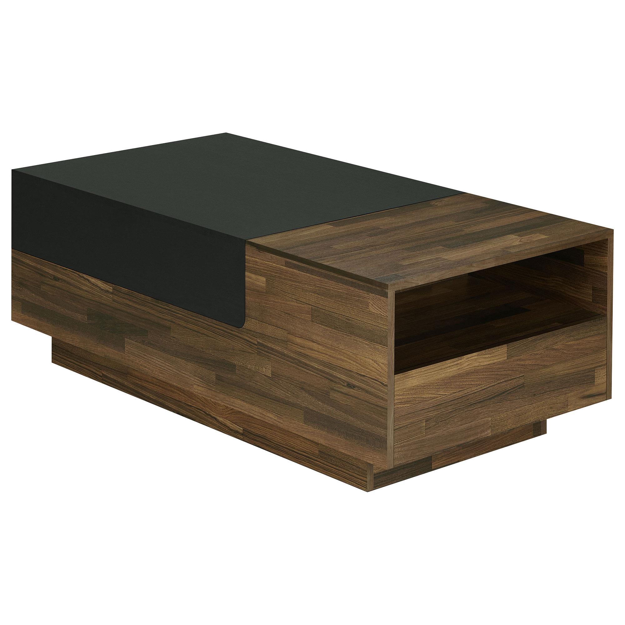 Furniture of America Collett Coffee Table in Light Hickory and Black