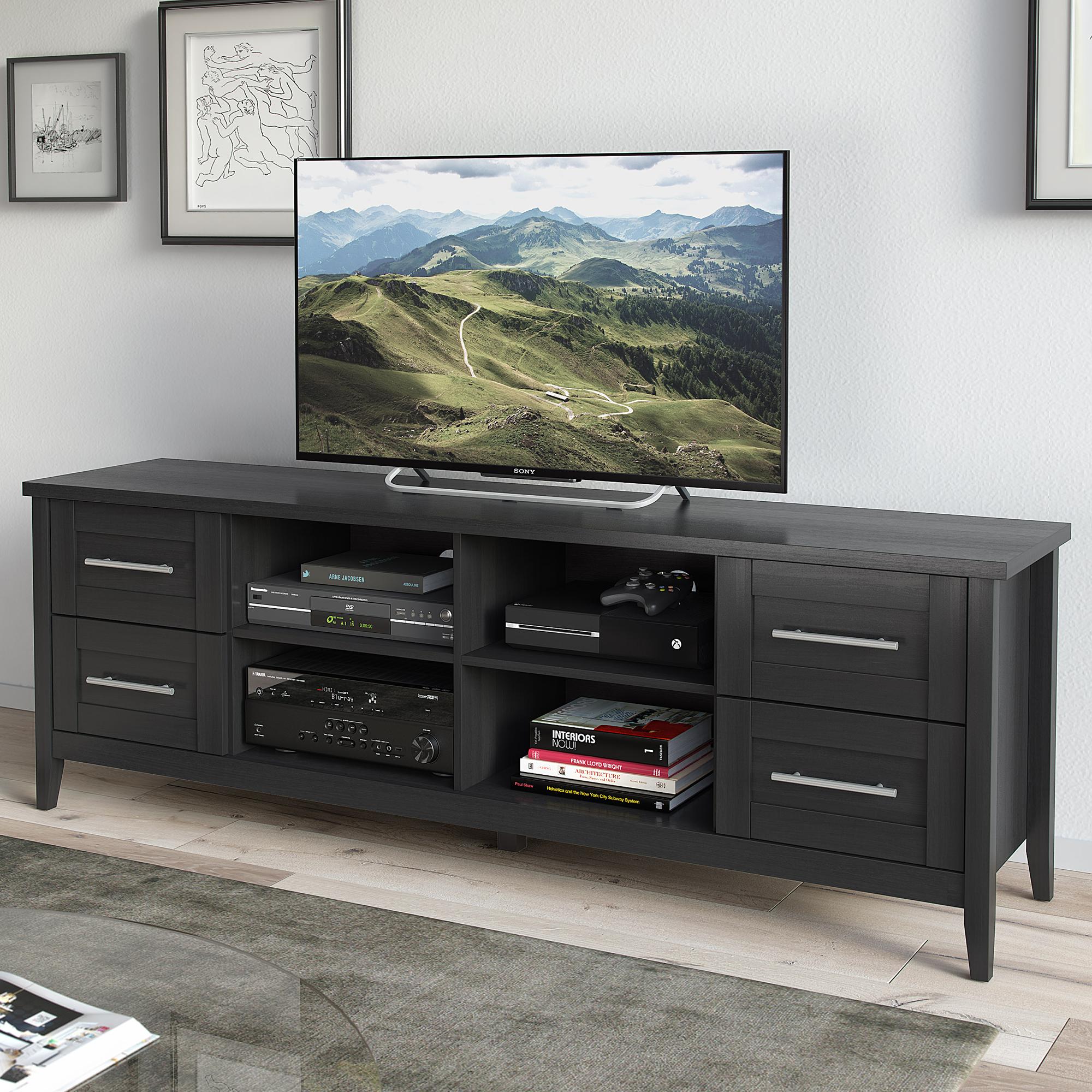 CorLiving Jackson Extra Wide TV Console in Black Wood Grain | Nebraska