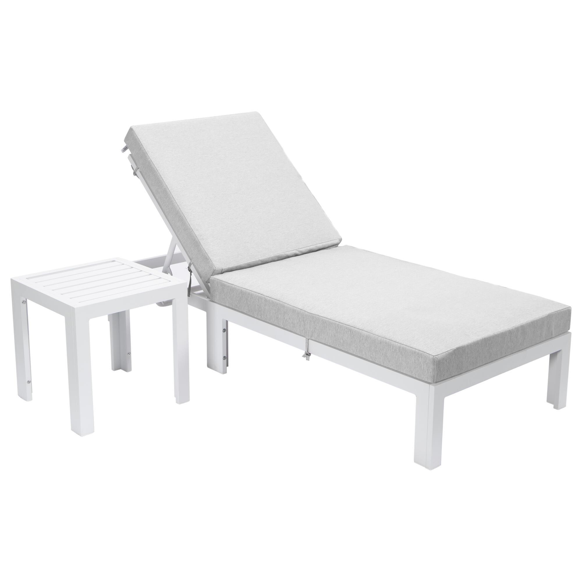 Leisuremod Chelsea 2Piece Patio Chaise Lounge Chair Set with Light